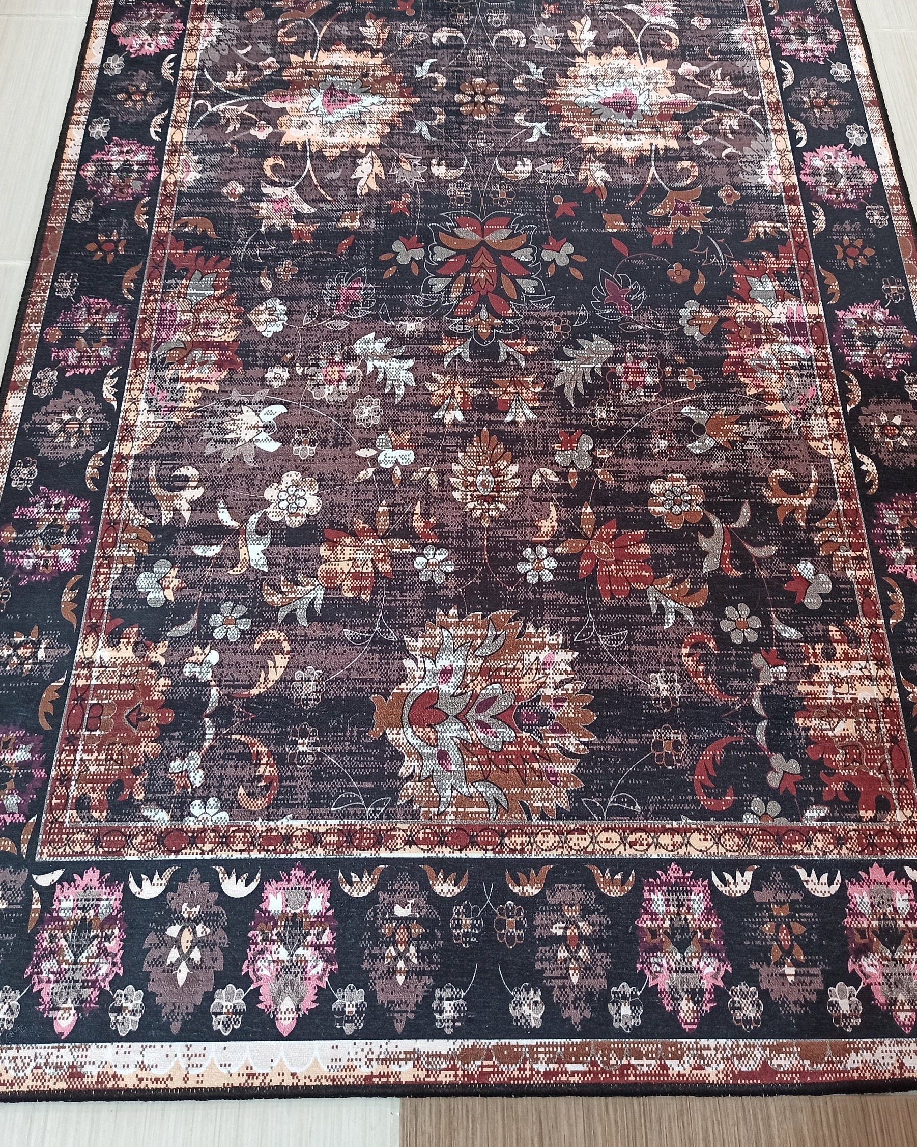 Glorya Rug Persian Faded Black Brown Rug
