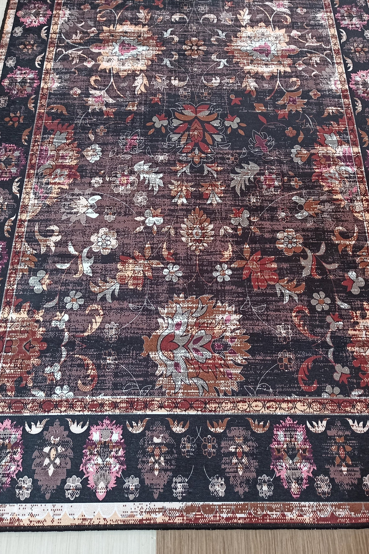 Glorya Rug Persian Faded Black Brown Rug