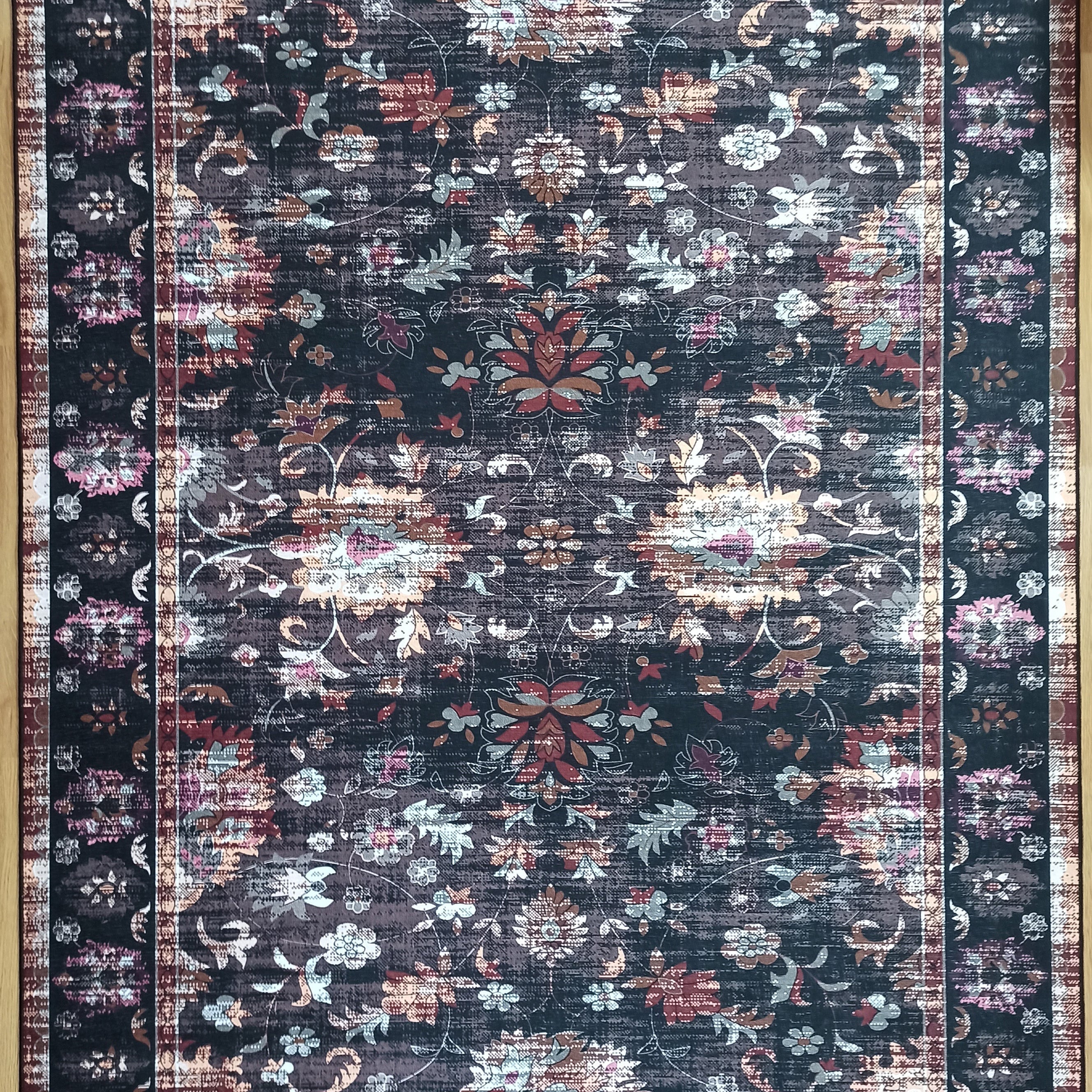 Glorya Rug Persian Faded Black Brown Rug