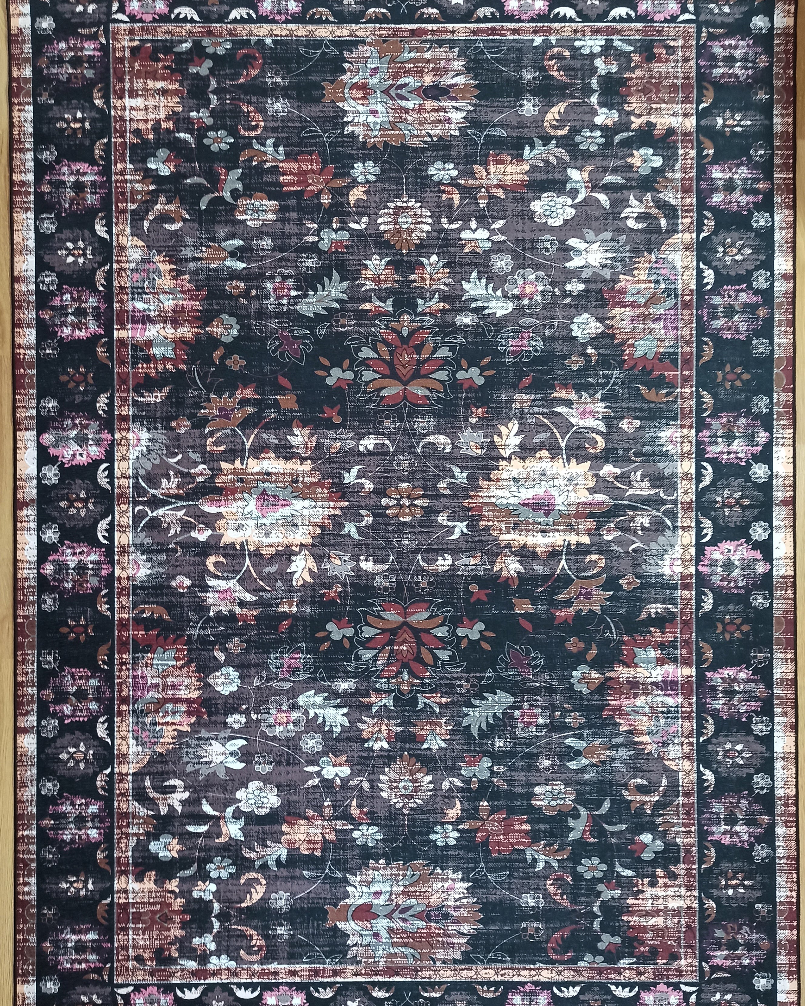 Glorya Rug Persian Faded Black Brown Rug