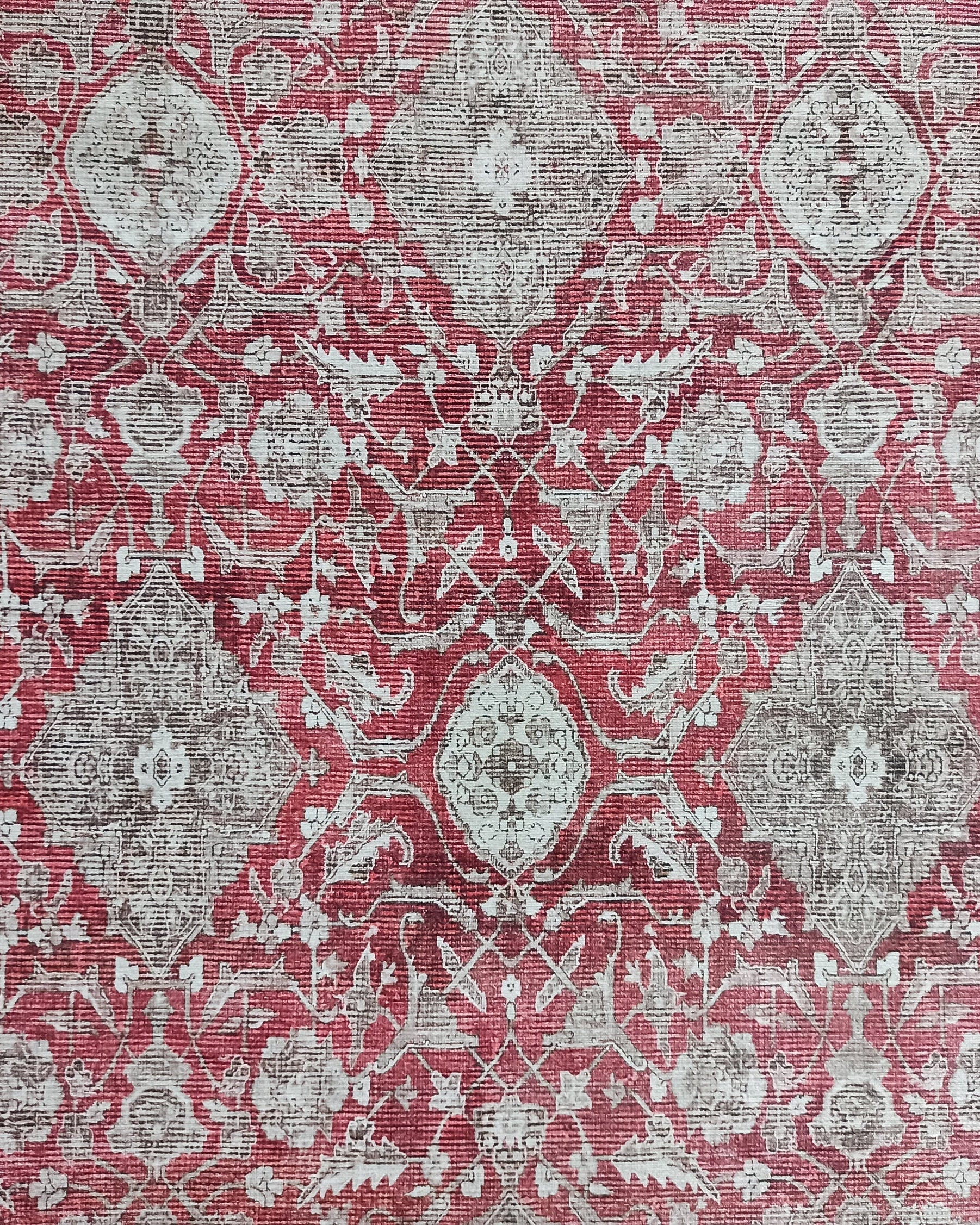 Gobekli Runner Turkish Faded Claret Red Beige teal Runner