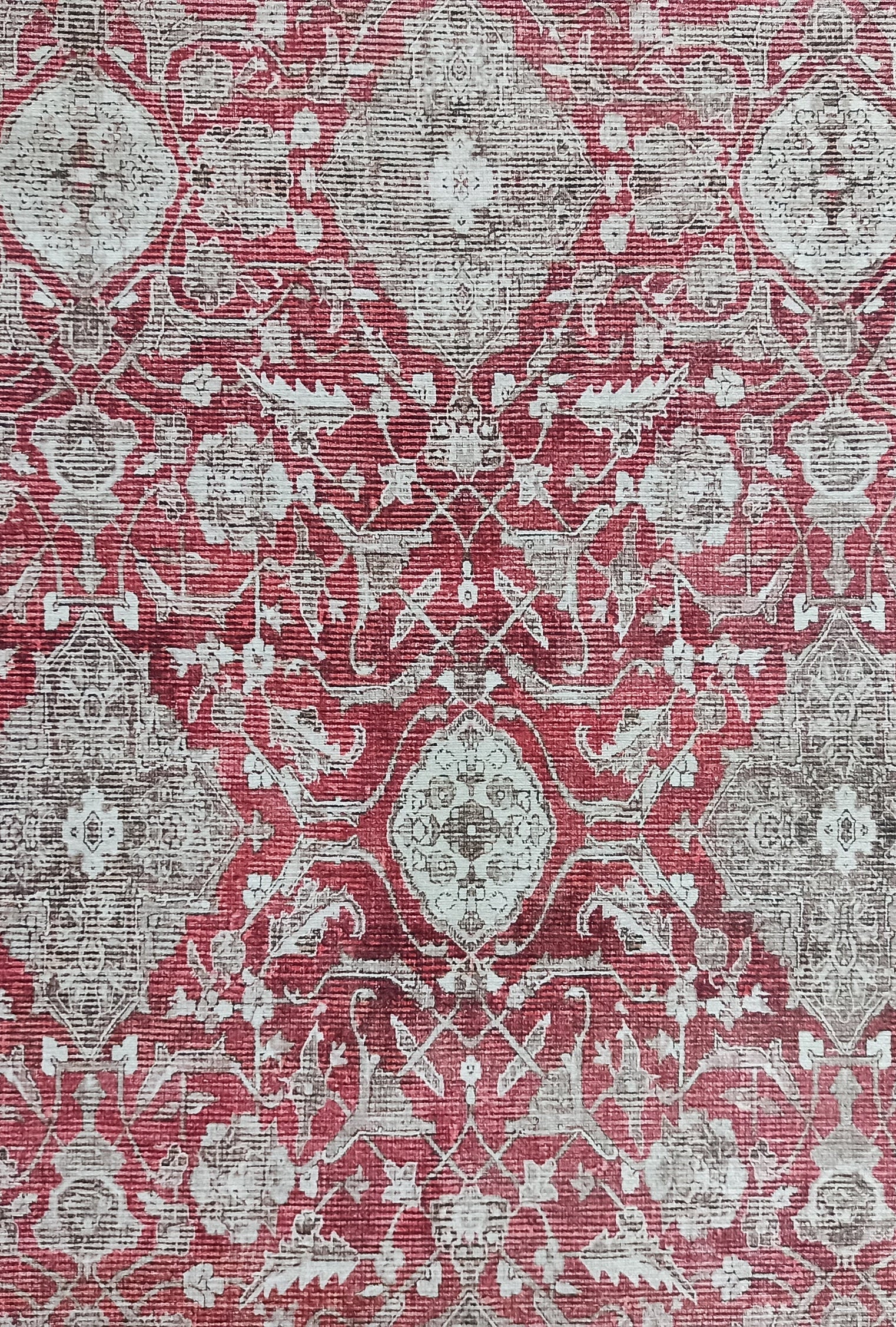 Gobekli Runner Turkish Faded Claret Red Beige teal Runner