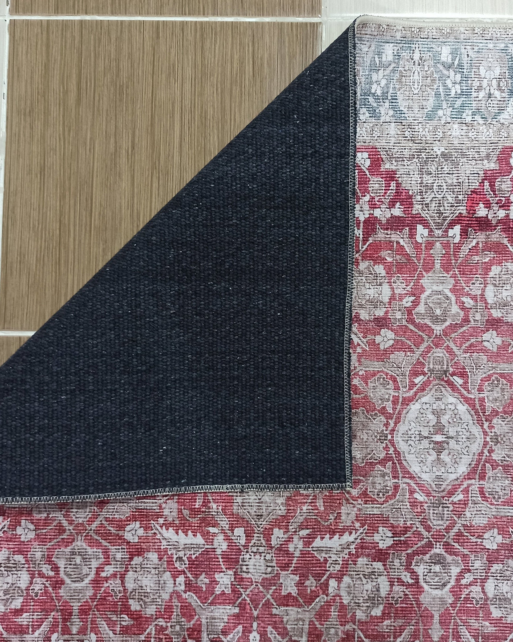 Gobekli Runner Turkish Faded Claret Red Beige teal Runner