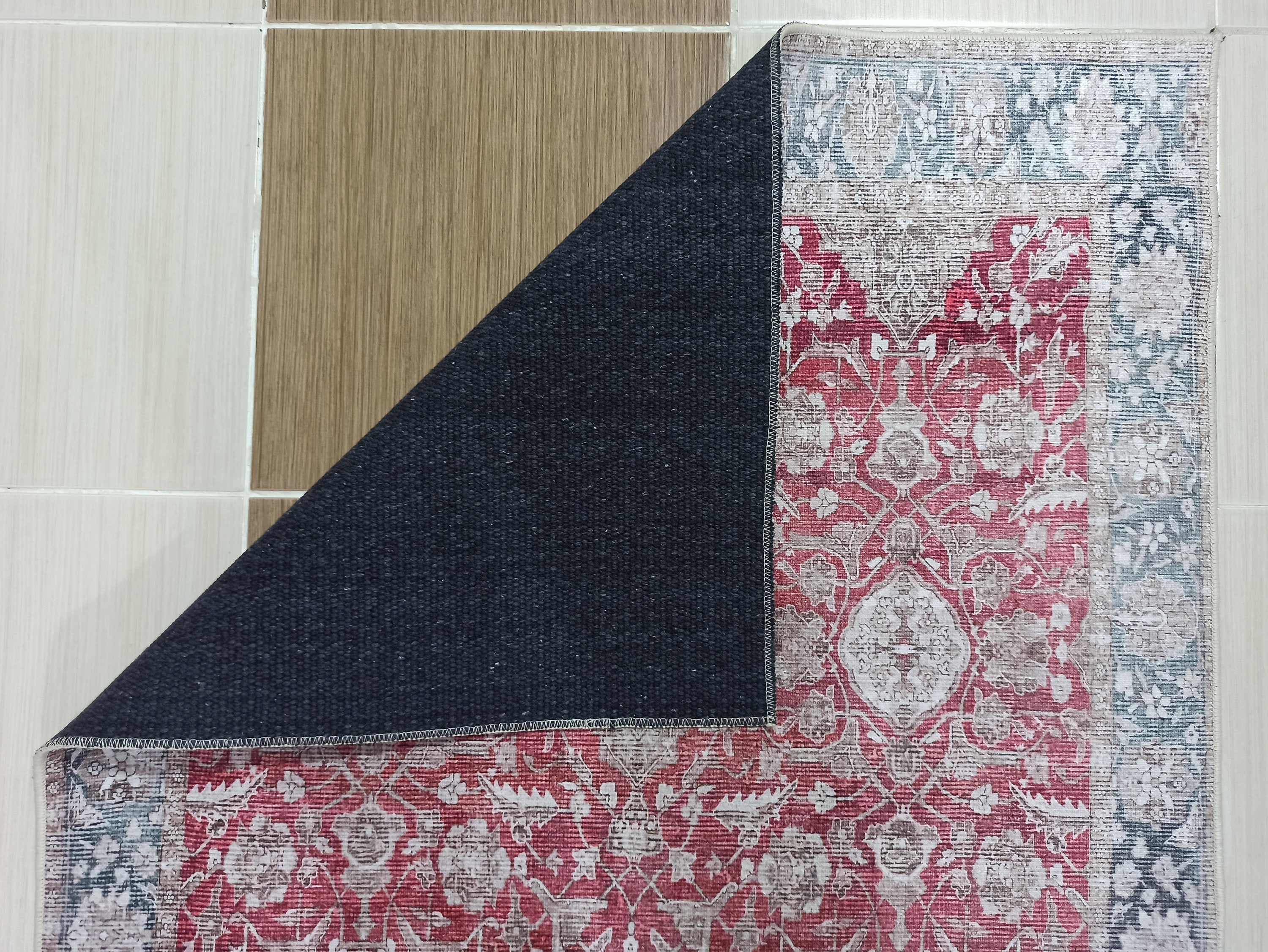 Gobekli Runner Turkish Faded Claret Red Beige teal Runner