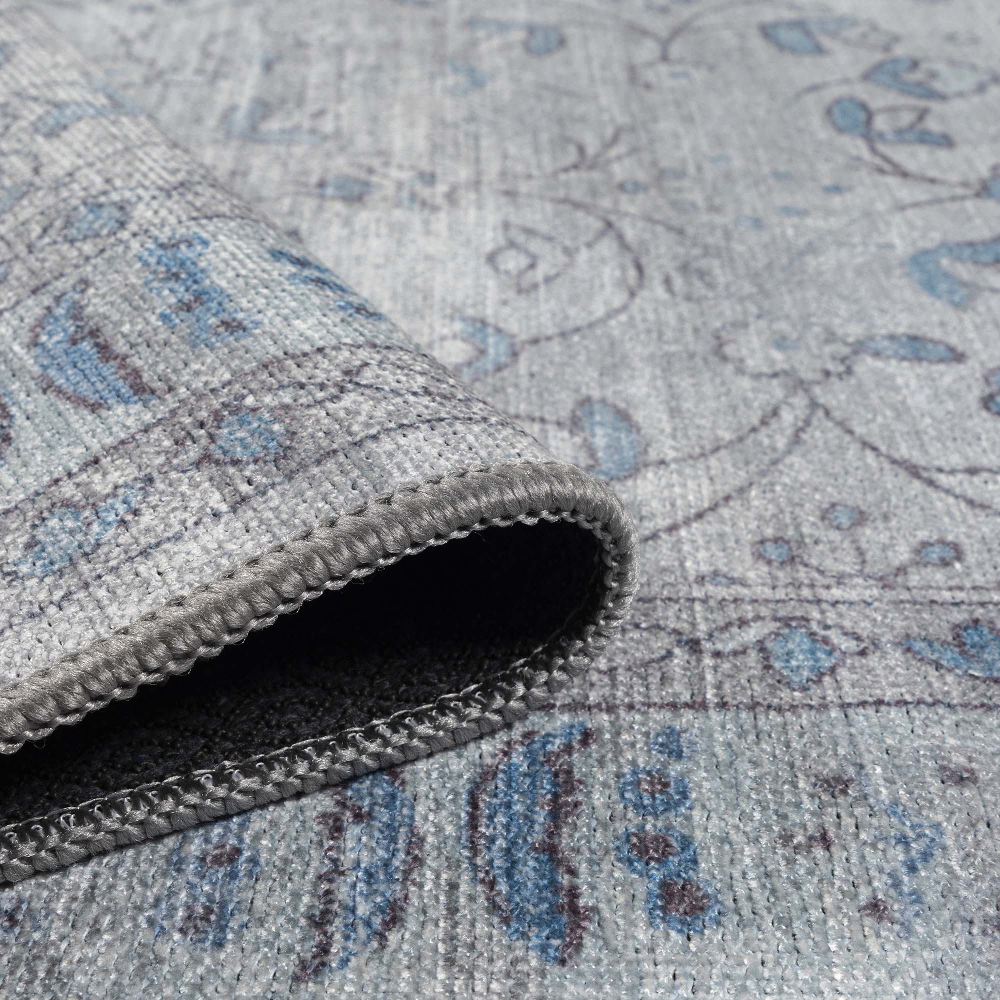 Gray Boho Oushak Washable Rug