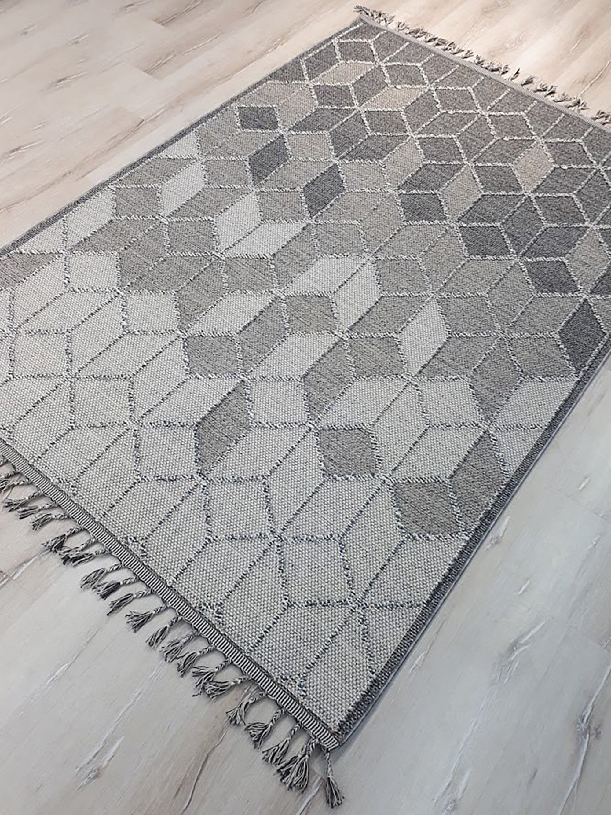 Gri Turkish Modern Kilim Gray Rug