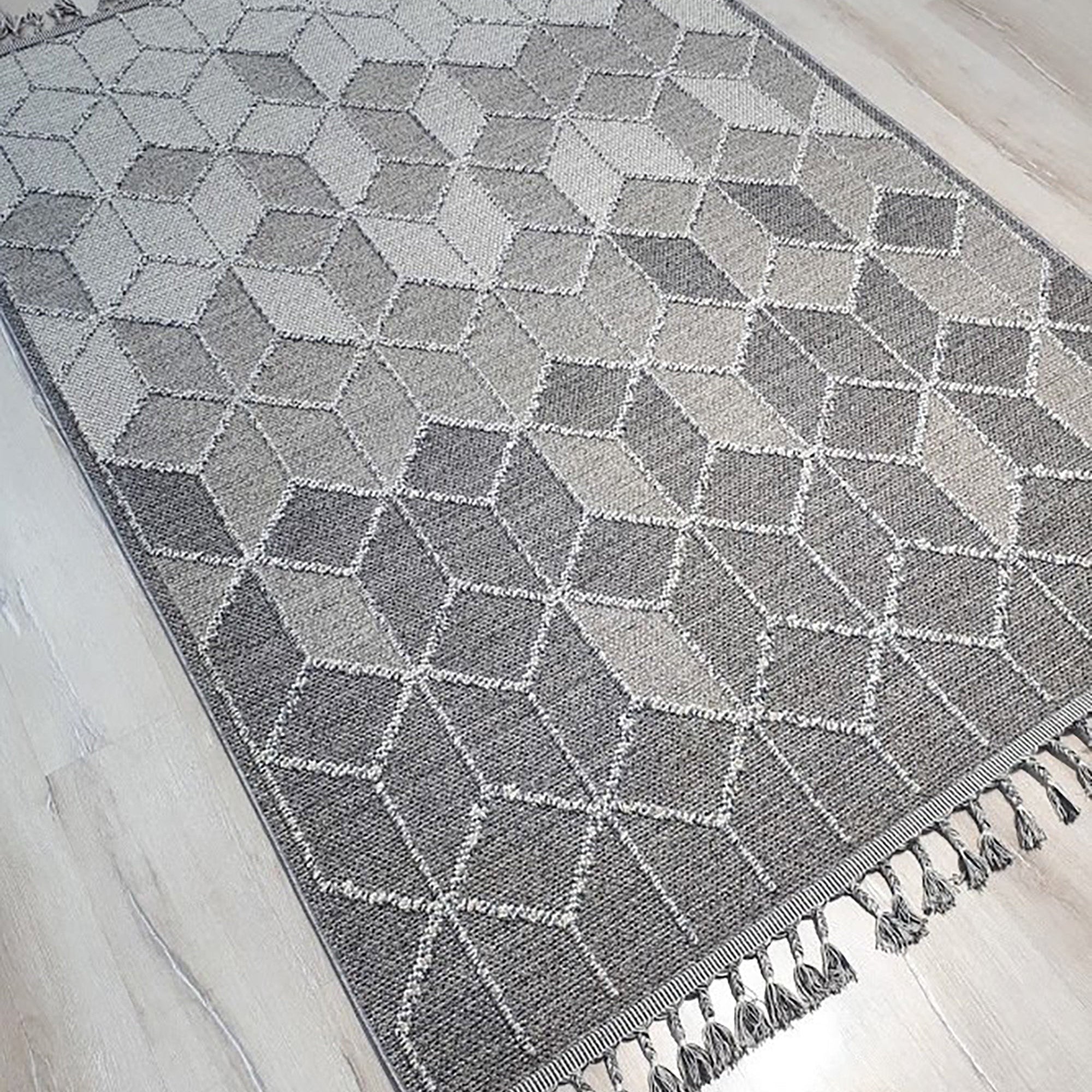 Gri Turkish Modern Kilim Gray Rug