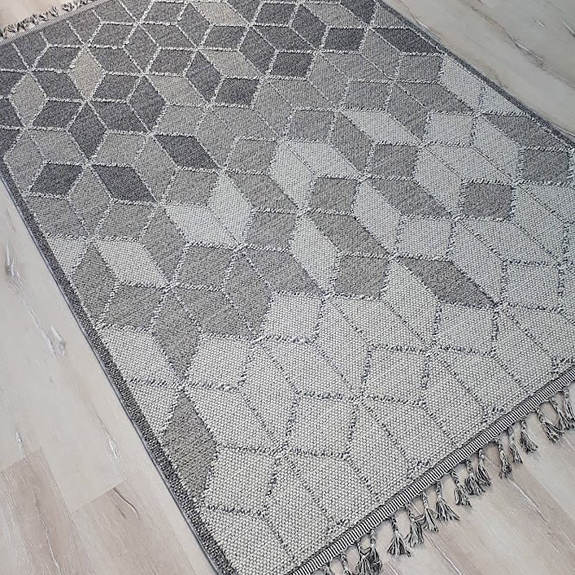 Gri Turkish Modern Kilim Gray Rug