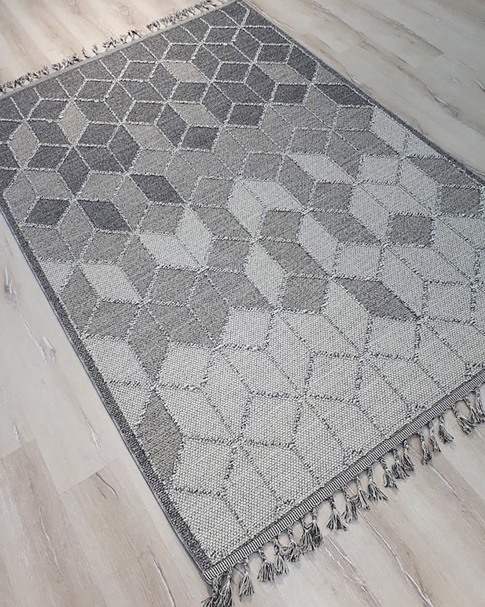 Gri Turkish Modern Kilim Gray Rug