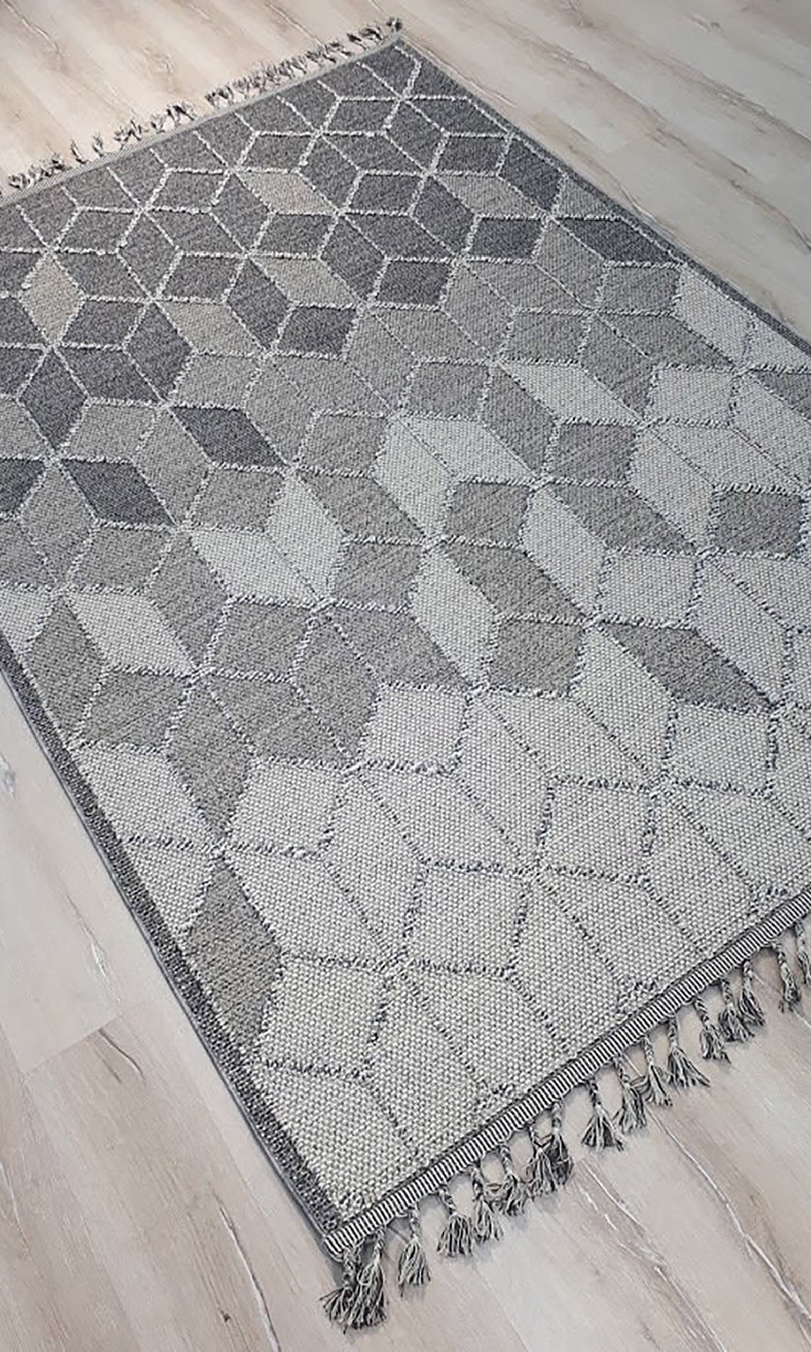 Gri Turkish Modern Kilim Gray Rug