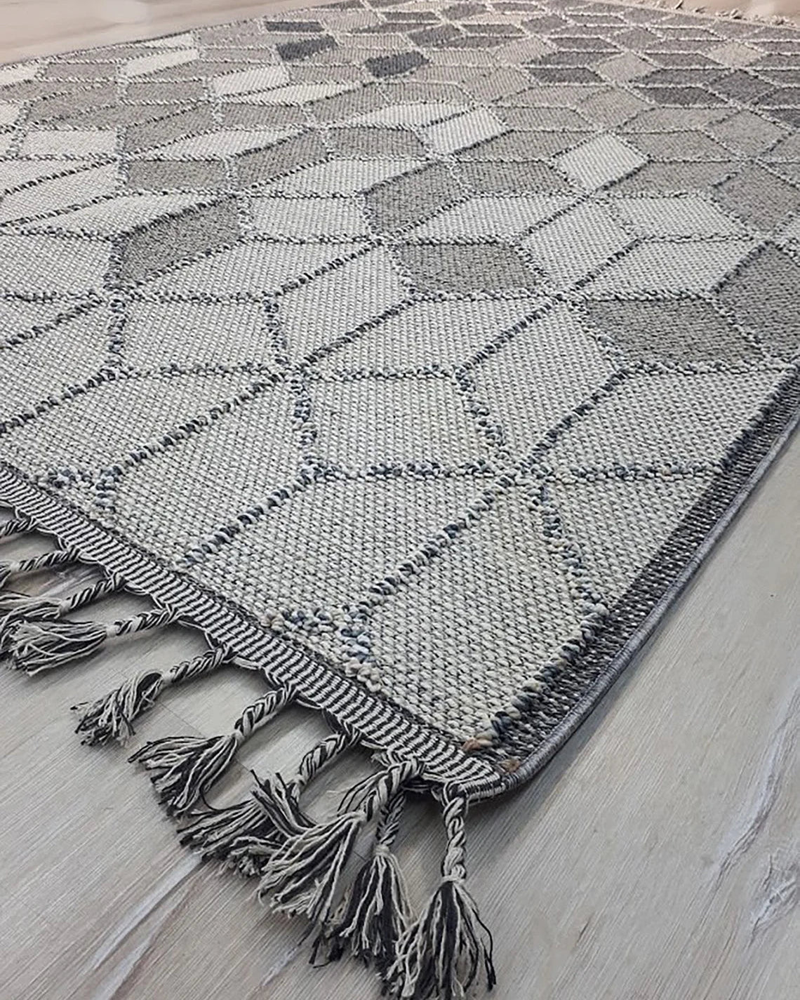 Gri Turkish Modern Kilim Gray Rug