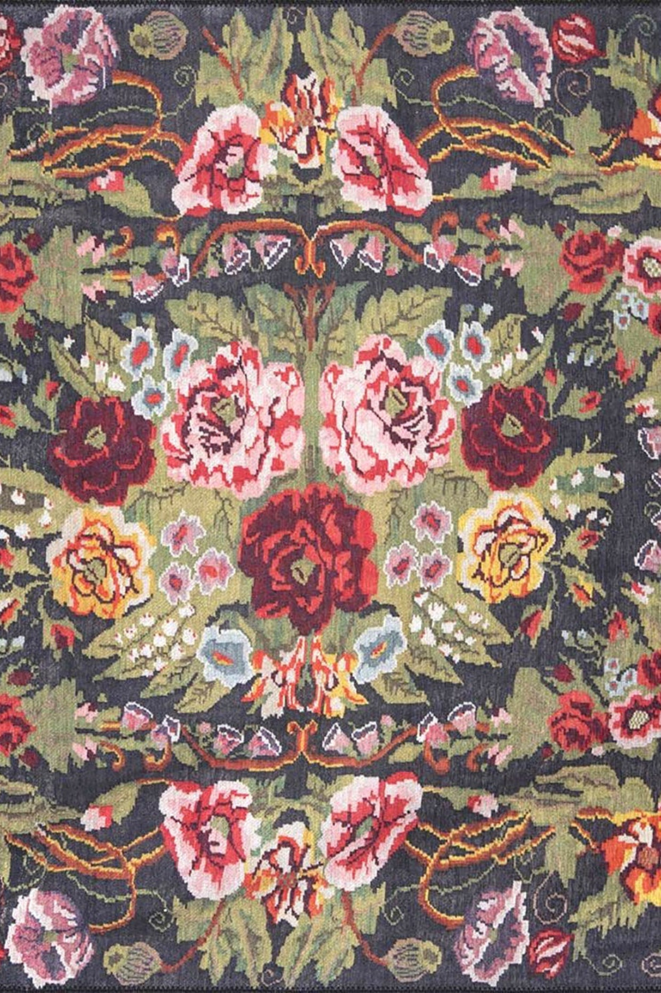 Gul Turkish Floral Red Pink Green Rug