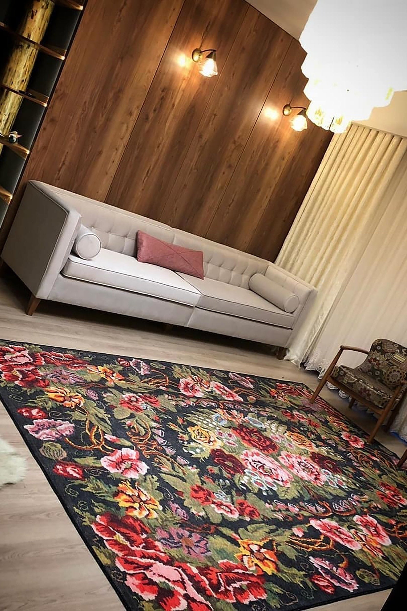 Gul Turkish Floral Red Pink Green Rug