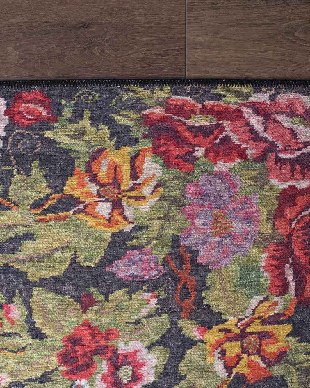 Gul Turkish Floral Red Pink Green Rug