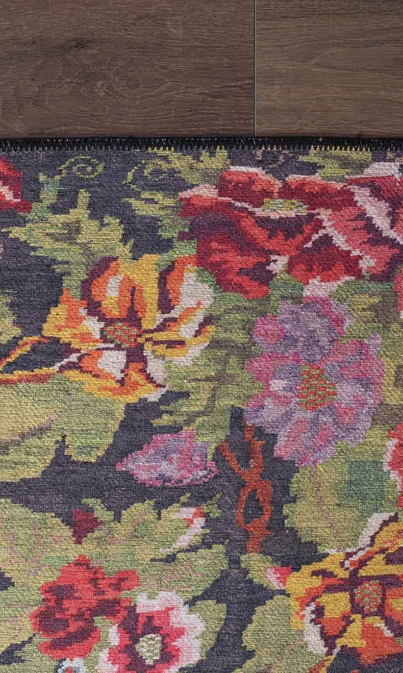 Gul Turkish Floral Red Pink Green Rug