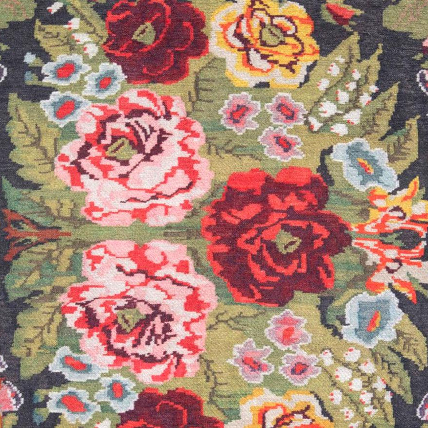 Gul Turkish Floral Red Pink Green Rug