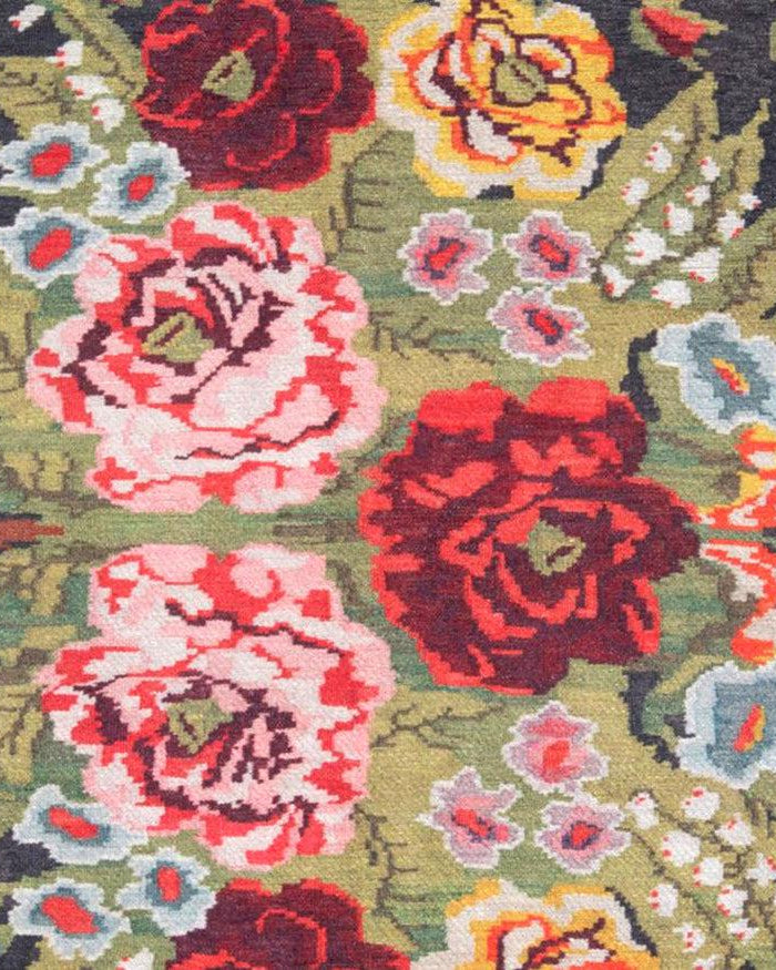Gul Turkish Floral Red Pink Green Rug