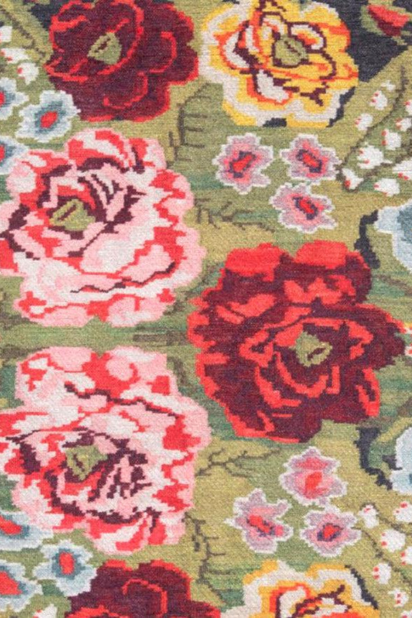 Gul Turkish Floral Red Pink Green Rug