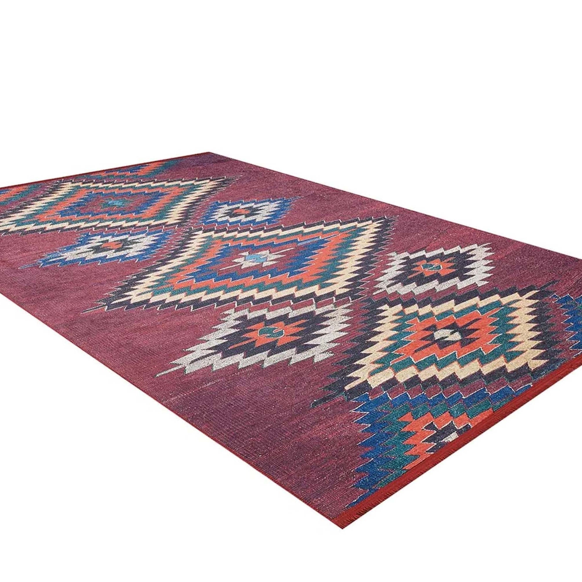 Gulca Turkish Dark Red Kilim Rug