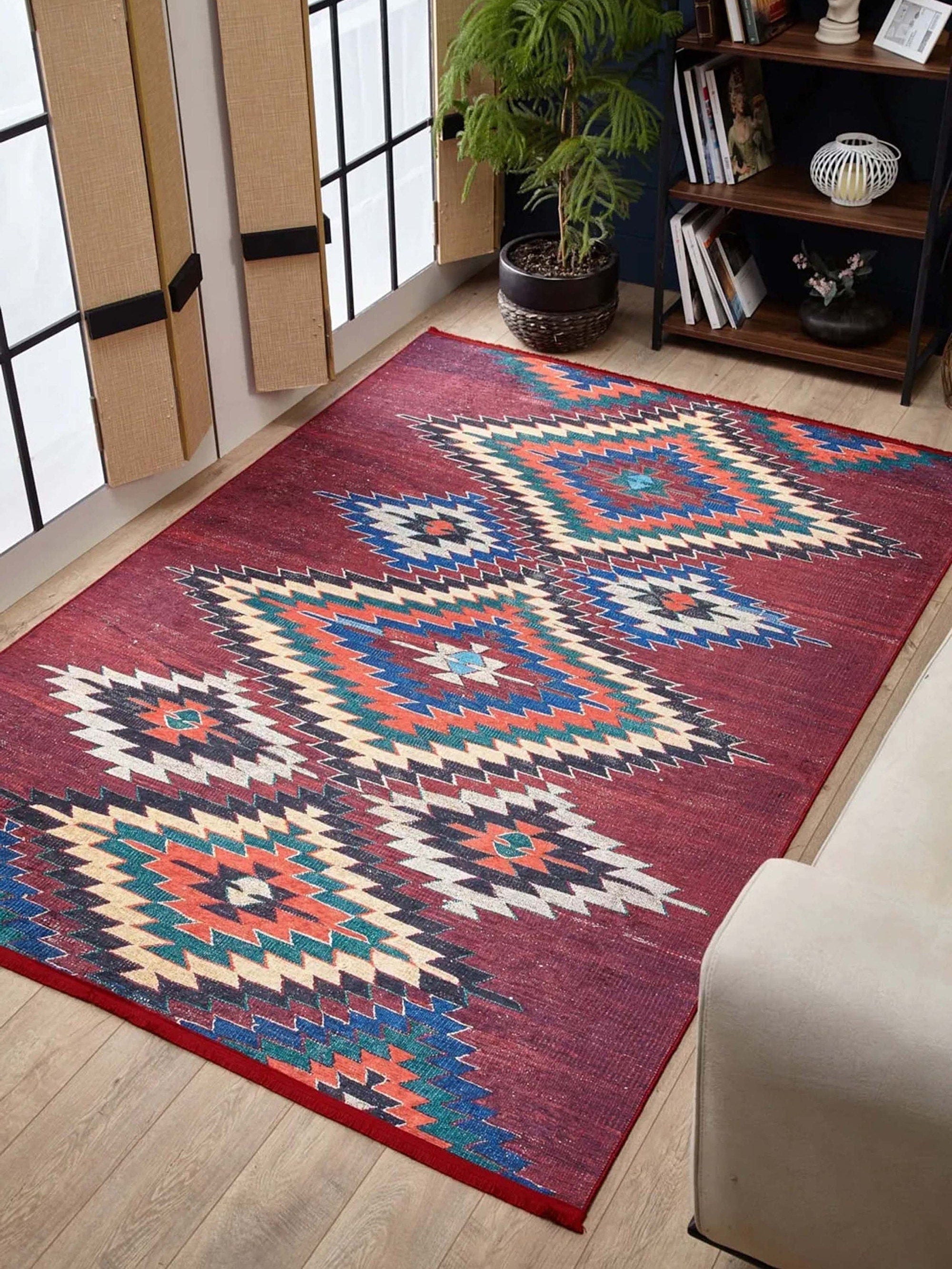 Gulca Turkish Dark Red Kilim Rug