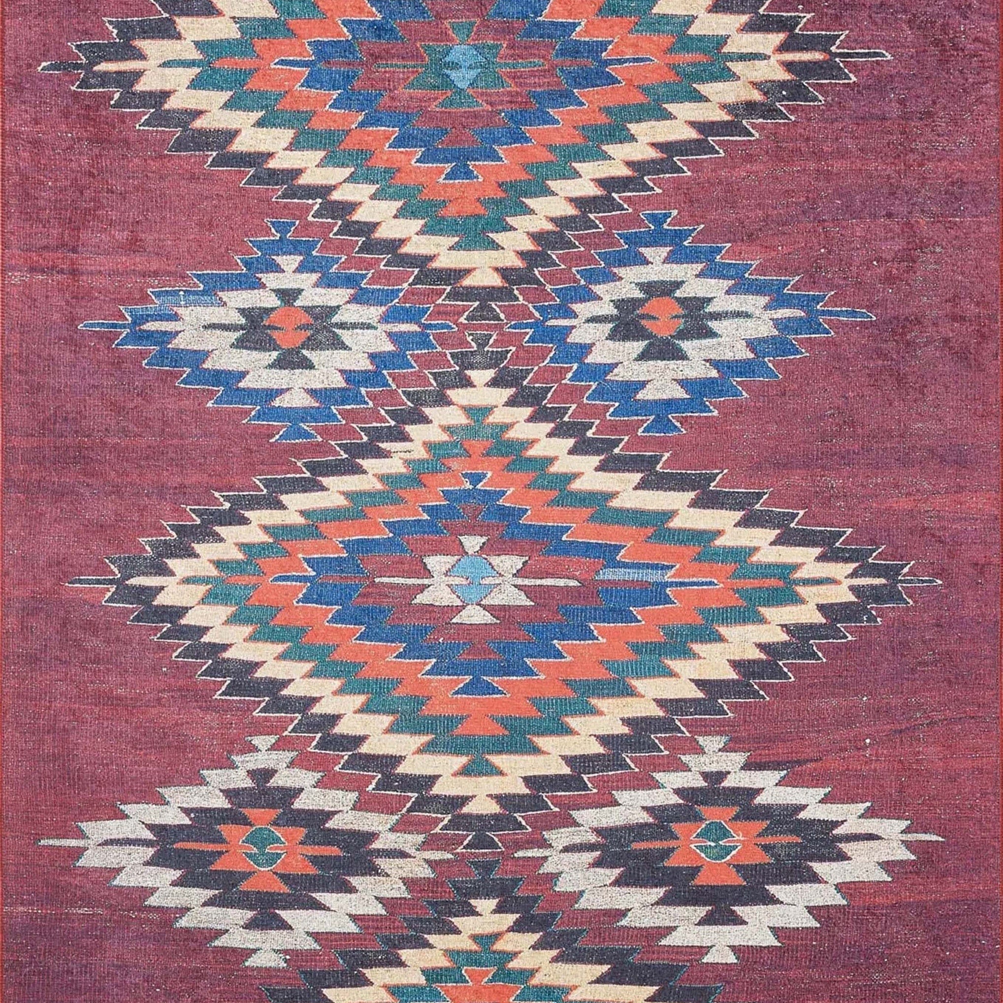 Gulca Turkish Dark Red Kilim Rug