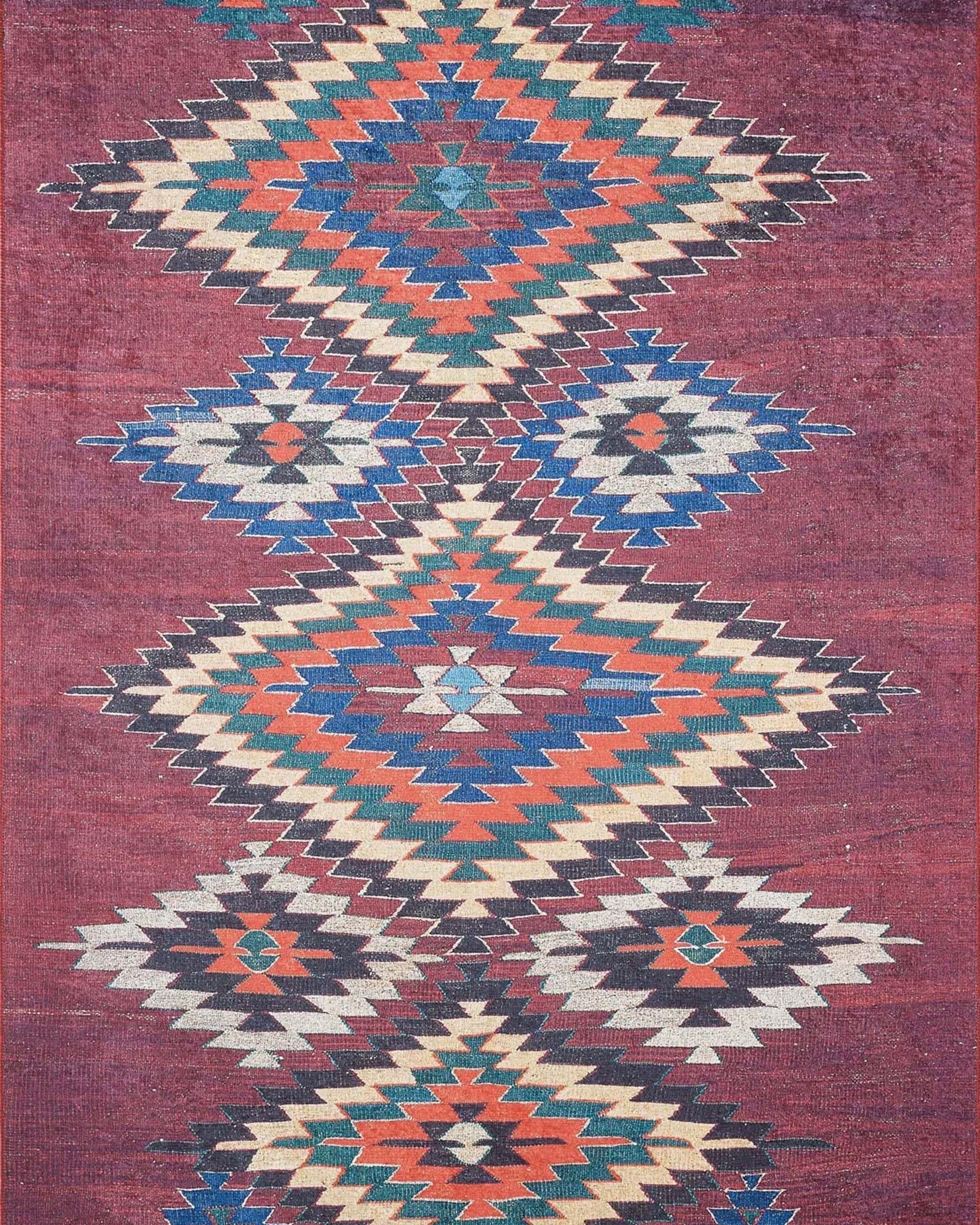 Gulca Turkish Dark Red Kilim Rug