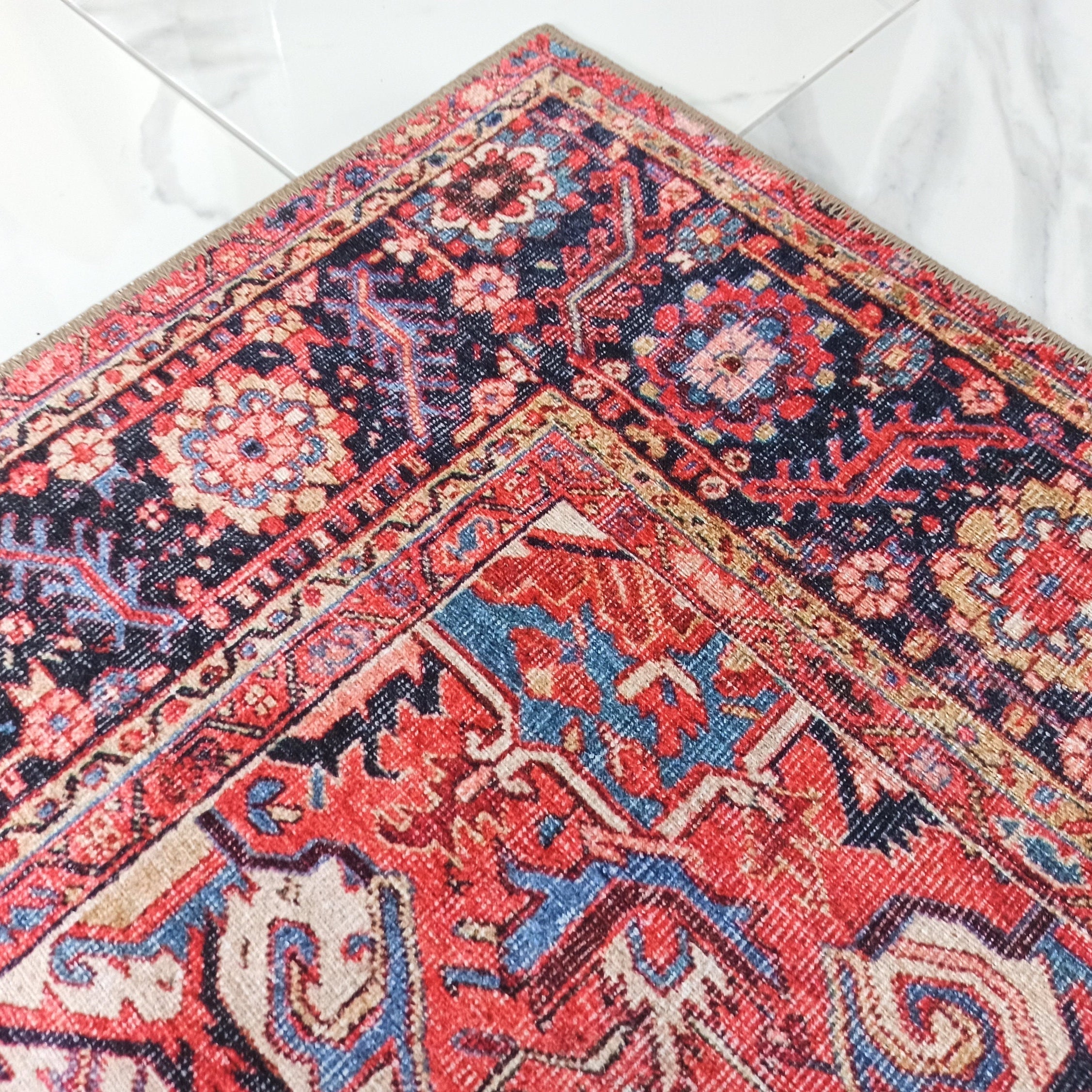 Hana Rug Persian Central Medallion Burgundy Claret Red Pink Rug