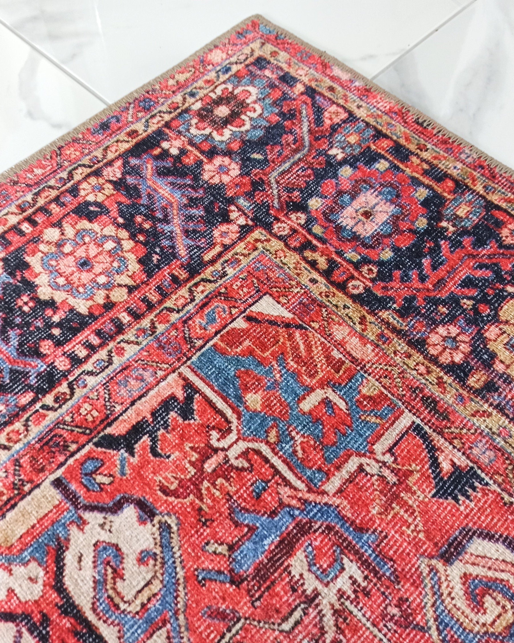 Hana Rug Persian Central Medallion Burgundy Claret Red Pink Rug