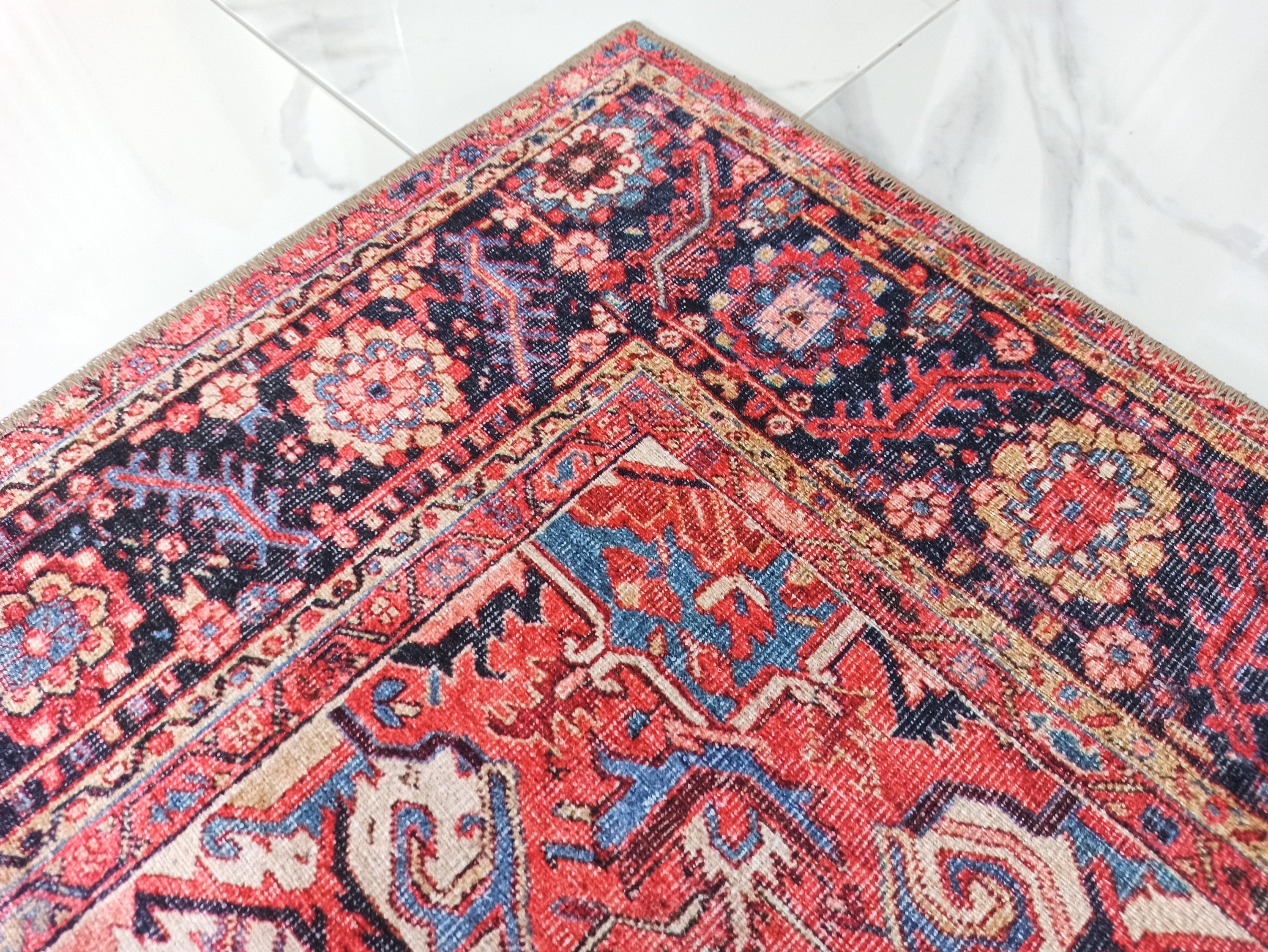 Hana Rug Persian Central Medallion Burgundy Claret Red Pink Rug