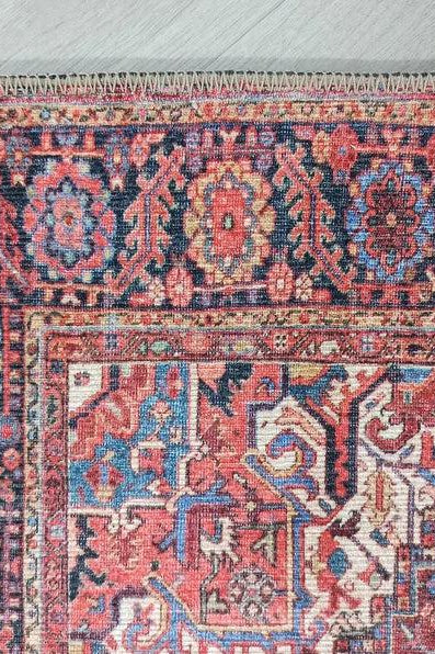 Hana Rug Persian Central Medallion Burgundy Claret Red Pink Rug