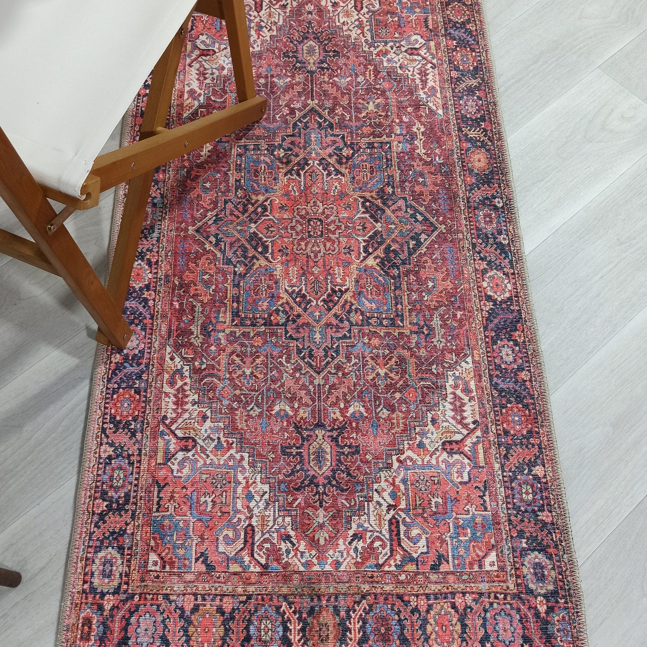 Hana Rug Persian Central Medallion Burgundy Claret Red Pink Rug