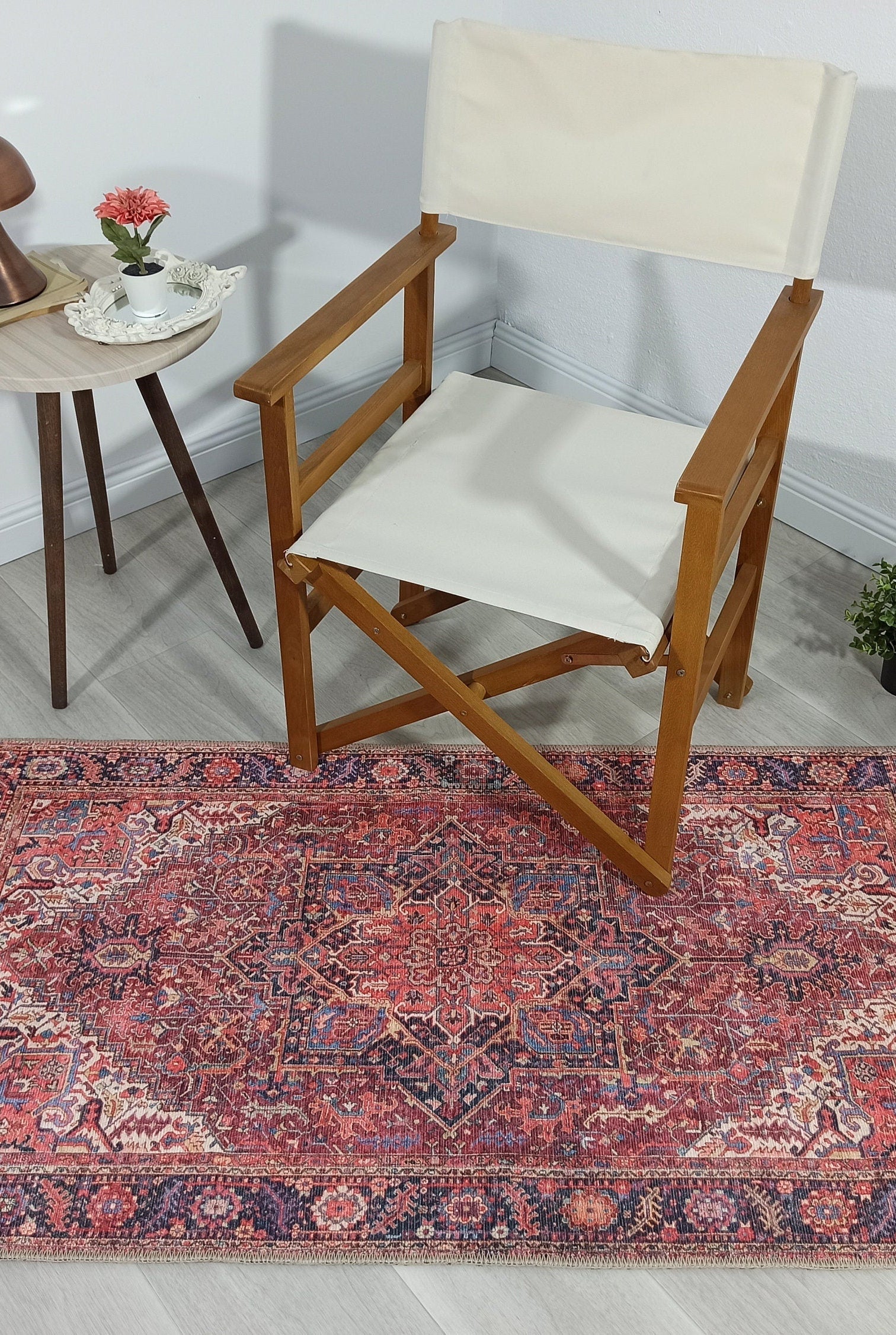 Hana Rug Persian Central Medallion Burgundy Claret Red Pink Rug