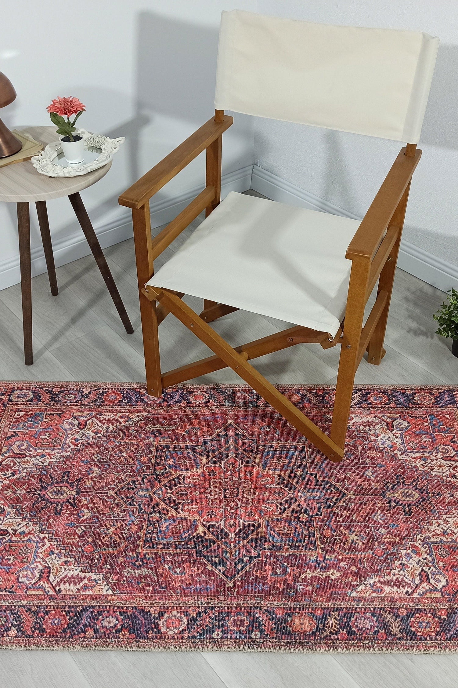 Hana Rug Persian Central Medallion Burgundy Claret Red Pink Rug