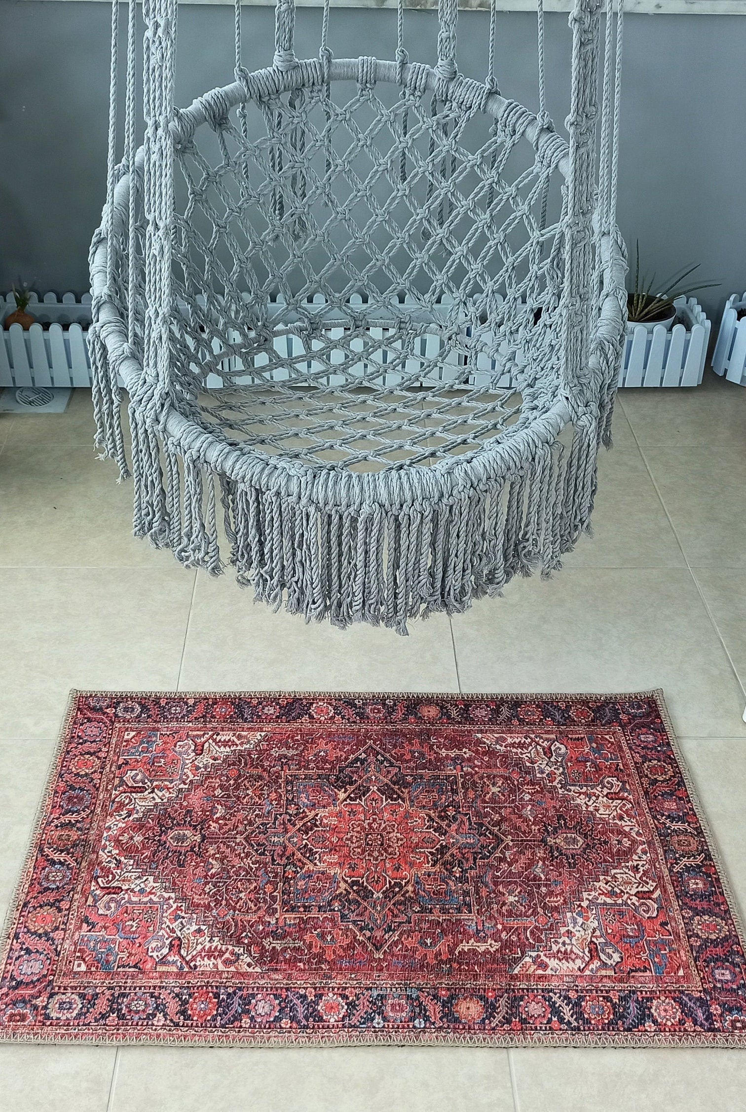 Hana Rug Persian Central Medallion Burgundy Claret Red Pink Rug