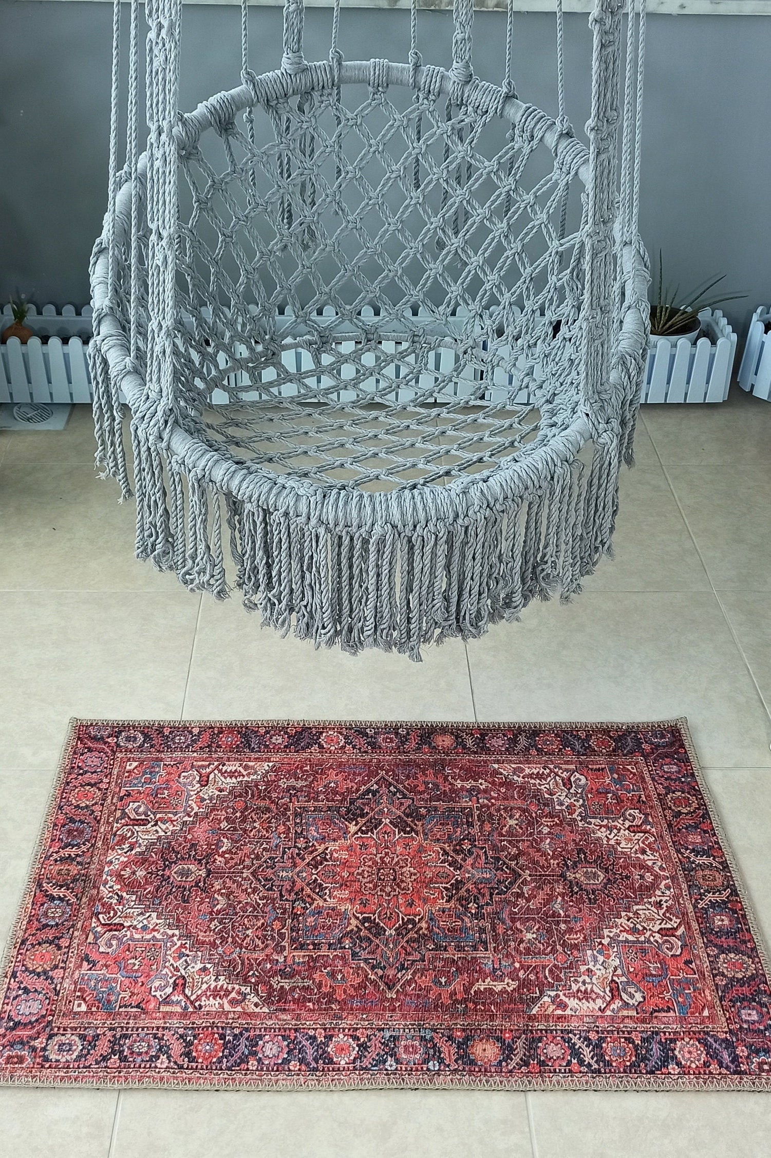 Hana Rug Persian Central Medallion Burgundy Claret Red Pink Rug