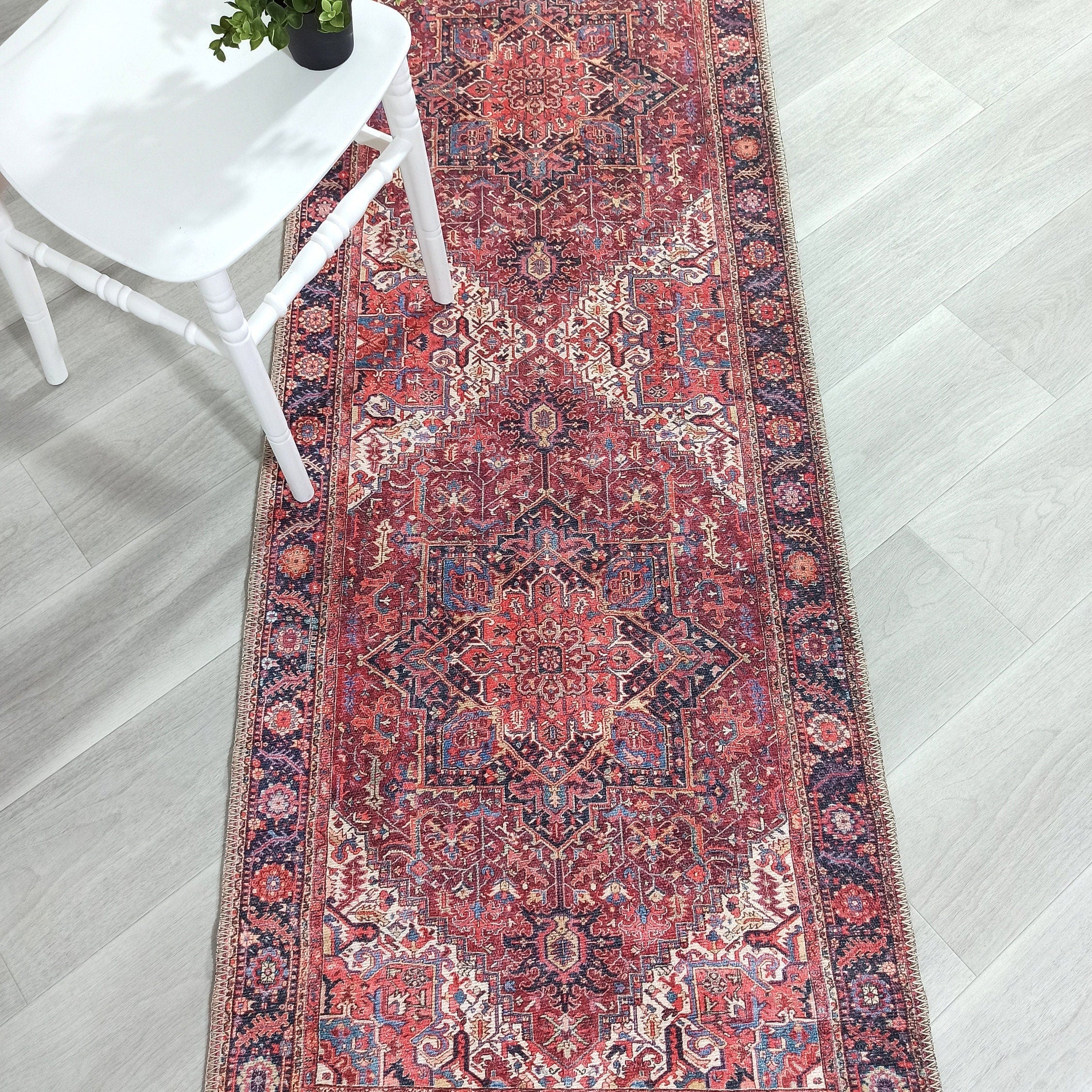 Hana Rug Persian Central Medallion Burgundy Claret Red Pink Rug