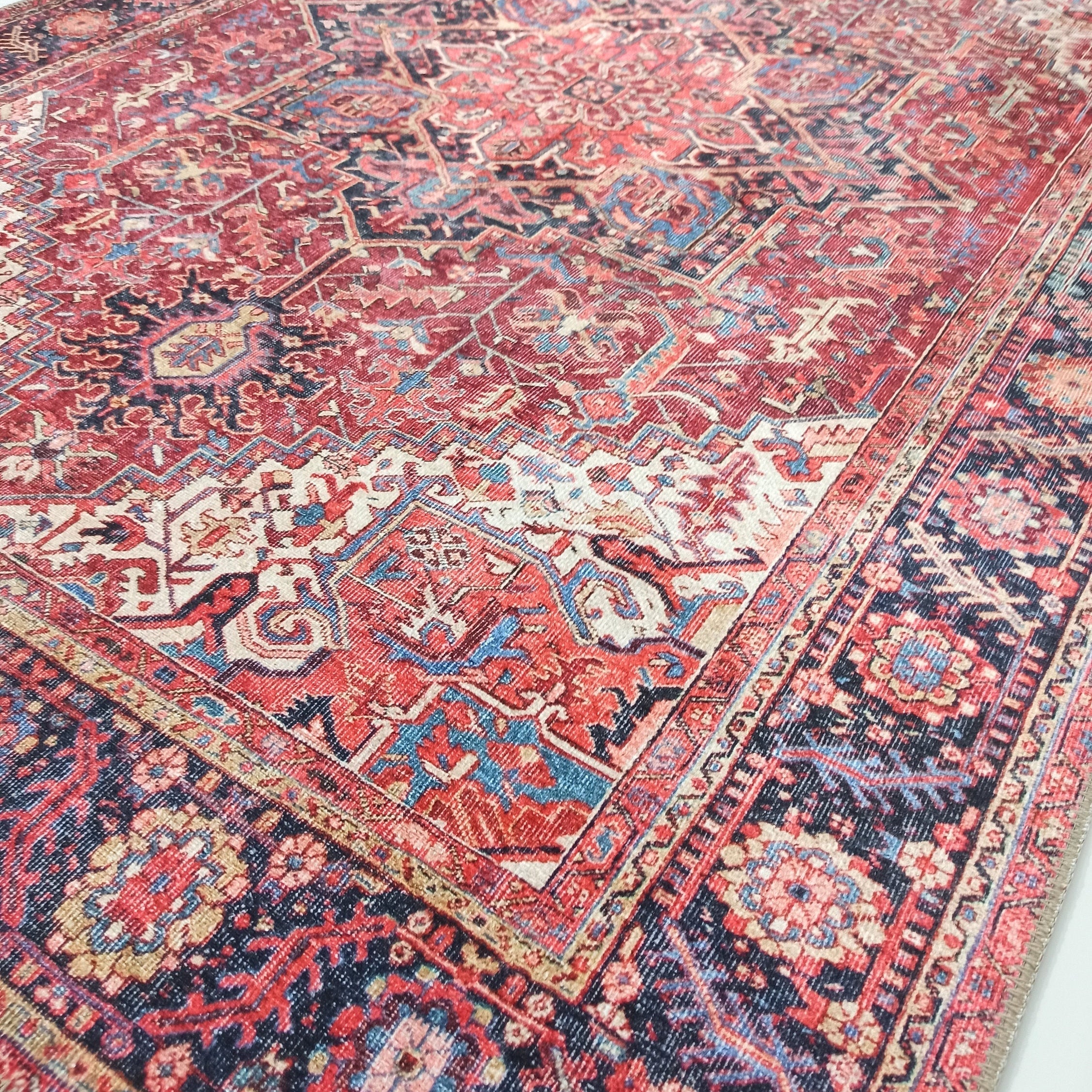 Hana Rug Persian Central Medallion Burgundy Claret Red Pink Rug