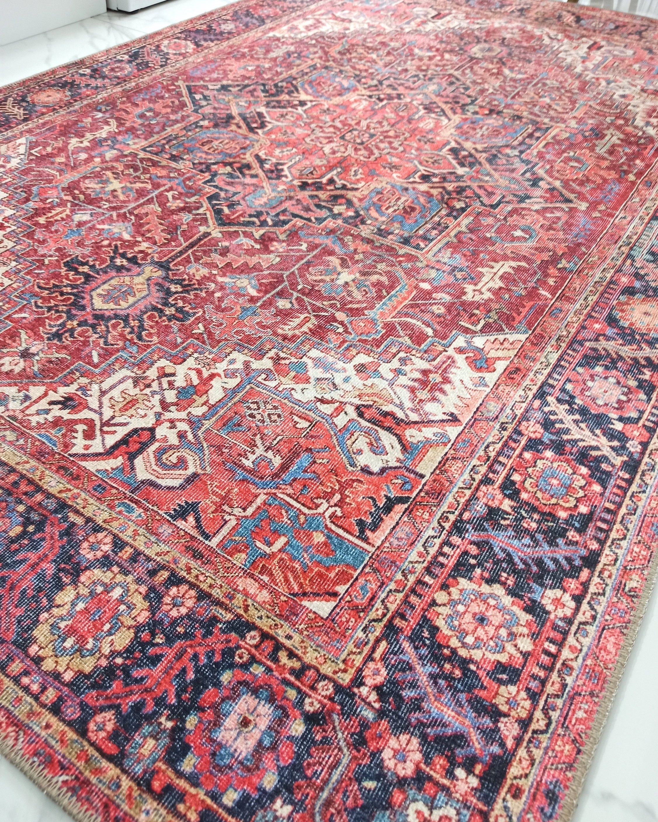Hana Rug Persian Central Medallion Burgundy Claret Red Pink Rug