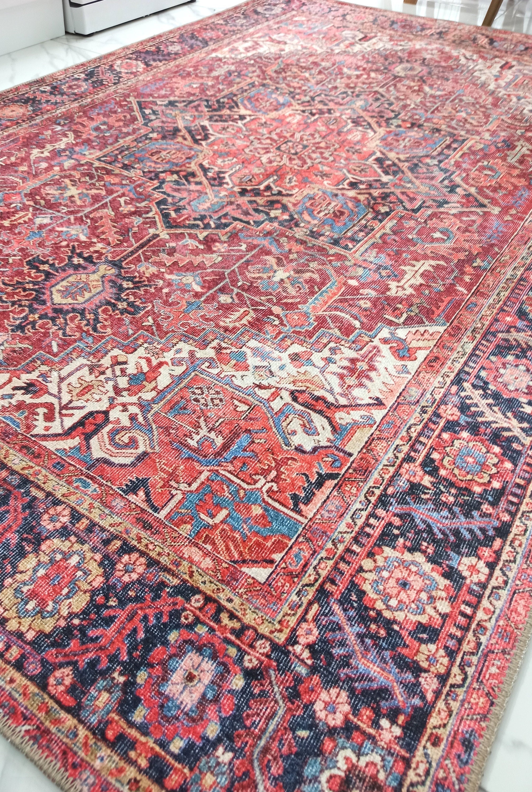 Hana Rug Persian Central Medallion Burgundy Claret Red Pink Rug