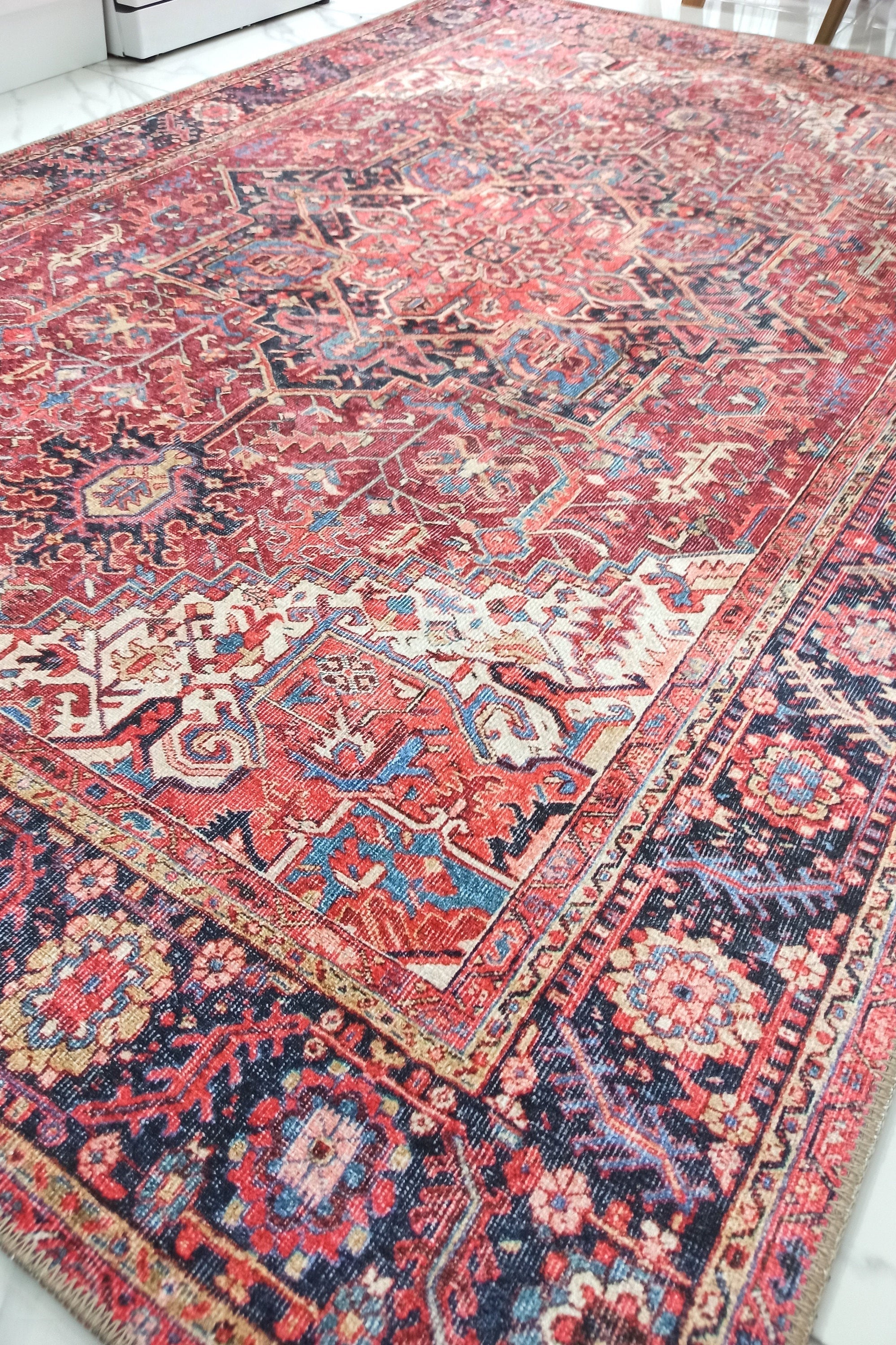 Hana Rug Persian Central Medallion Burgundy Claret Red Pink Rug