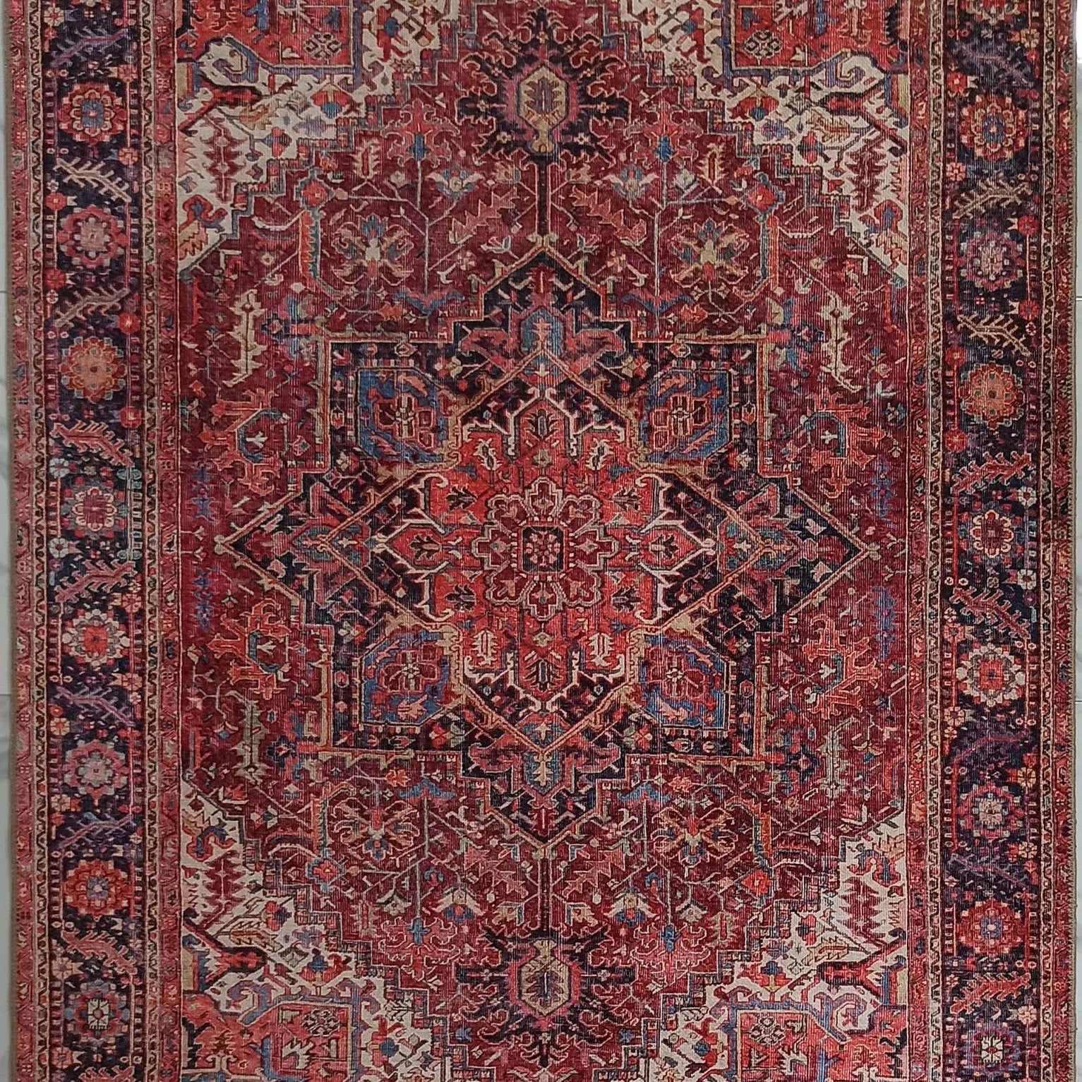 Hana Rug Persian Central Medallion Burgundy Claret Red Pink Rug