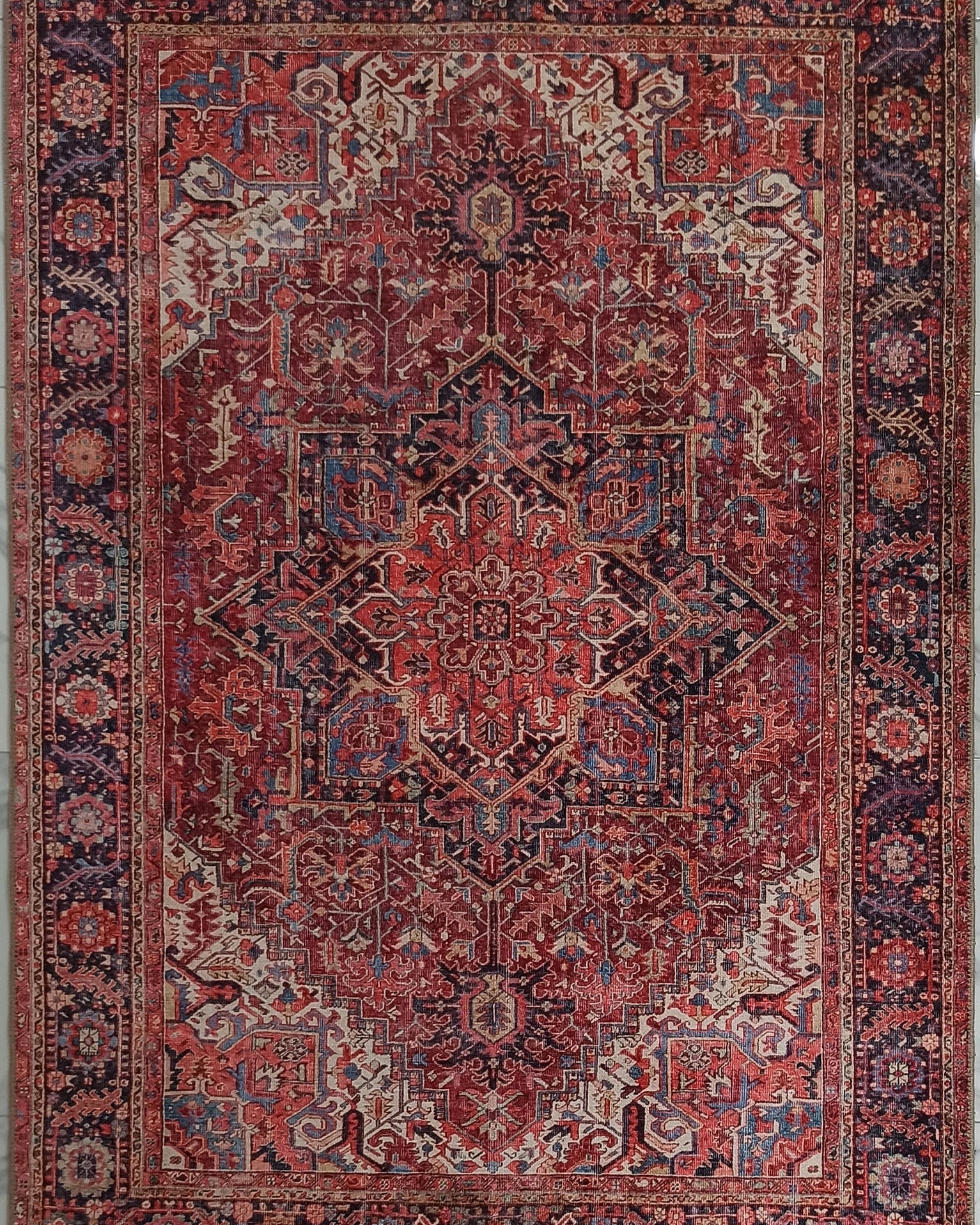 Hana Rug Persian Central Medallion Burgundy Claret Red Pink Rug