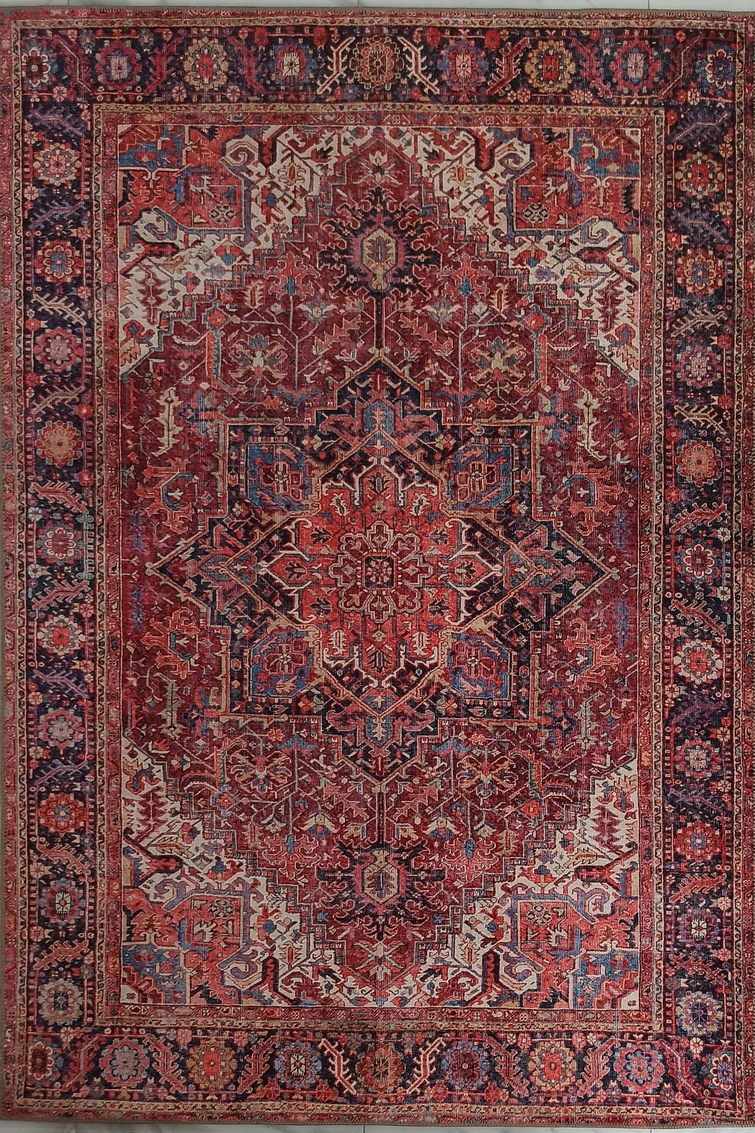 Hana Rug Persian Central Medallion Burgundy Claret Red Pink Rug