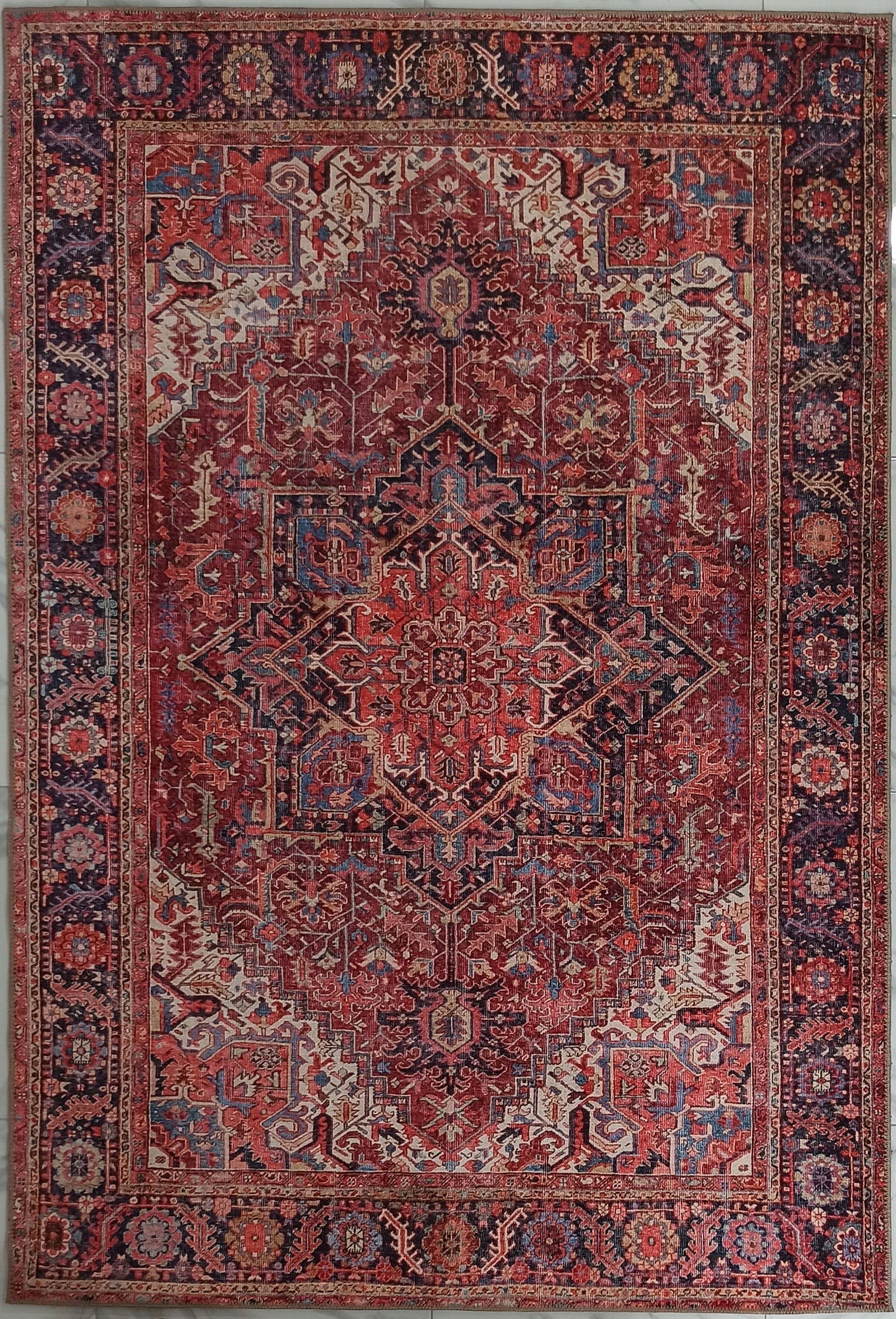 Hana Rug Persian Central Medallion Burgundy Claret Red Pink Rug
