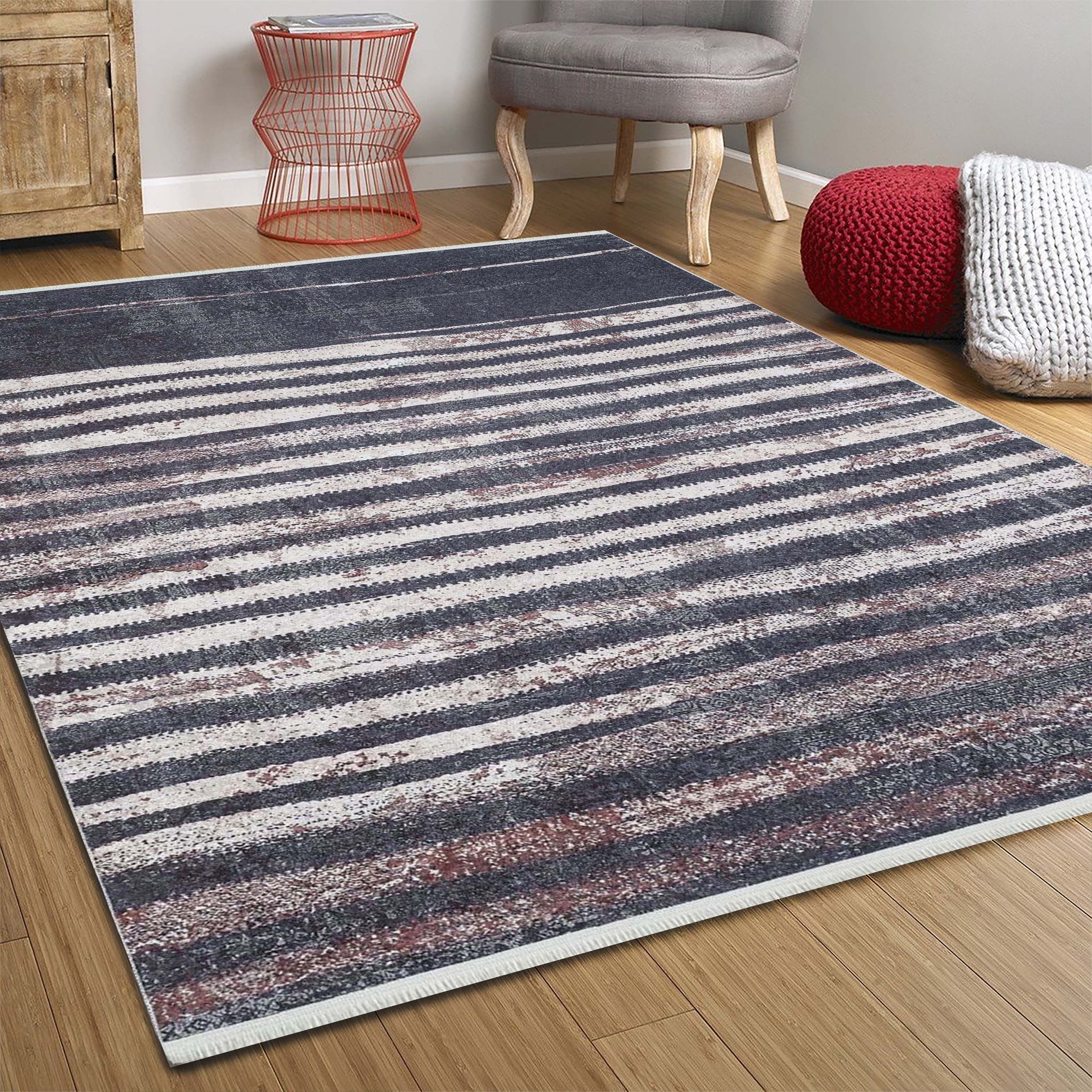 Hanan Turkish Distressed Faded Black Rug