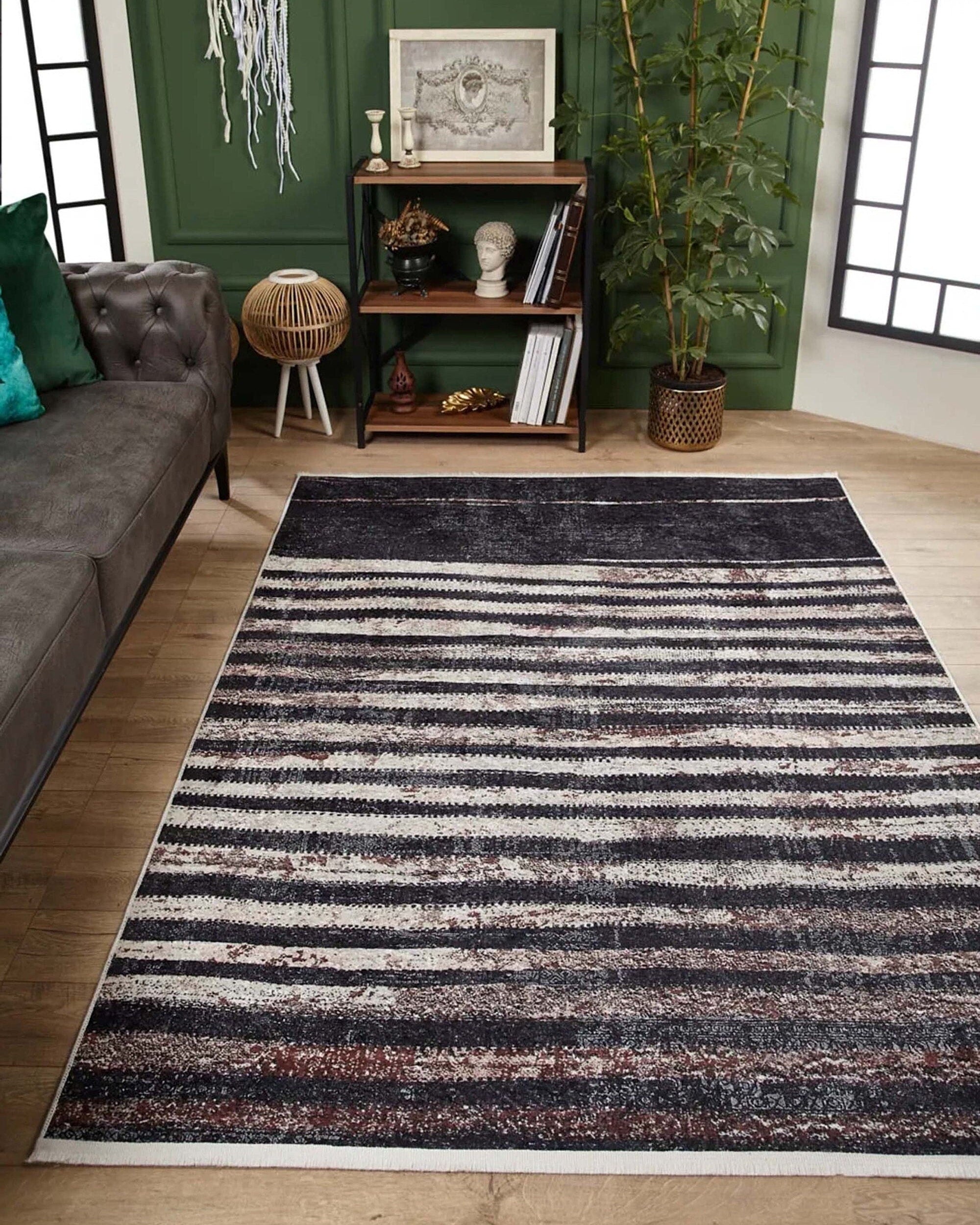 Hanan Turkish Distressed Faded Black Rug
