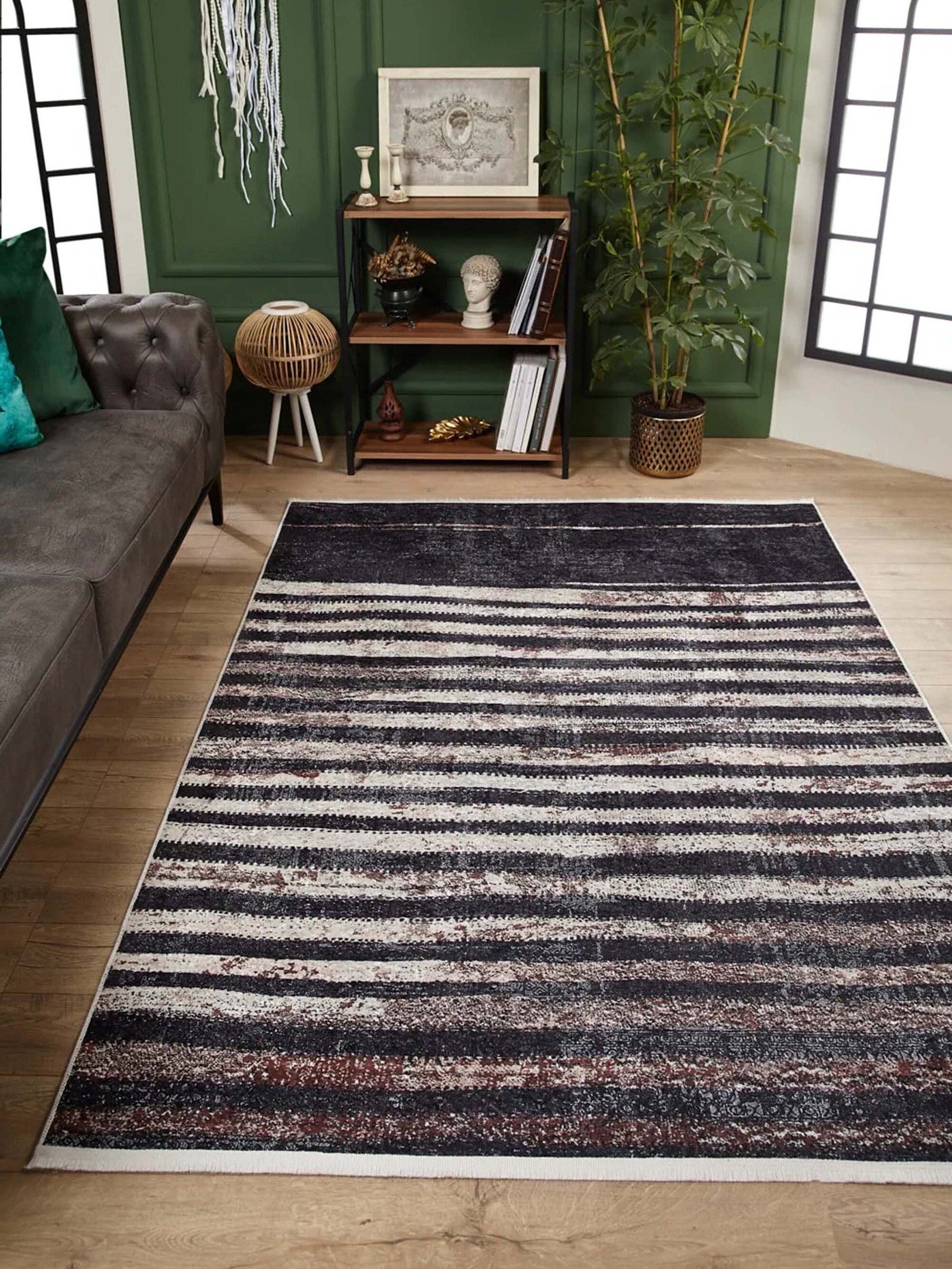 Hanan Turkish Distressed Faded Black Rug