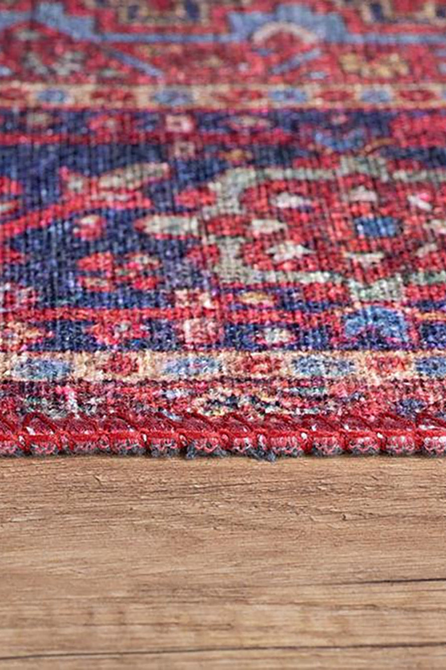 Handa Rug Oriental Light & Navy Blue & Red Rug