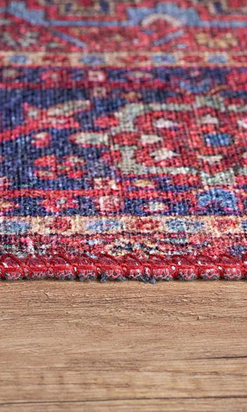 Handa Rug Oriental Light & Navy Blue & Red Rug