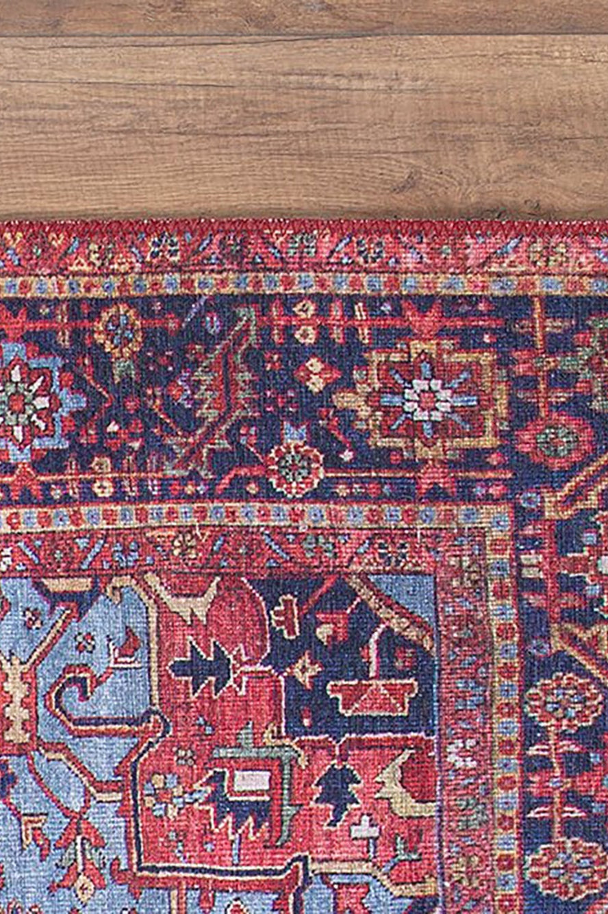 Handa Rug Oriental Light & Navy Blue & Red Rug